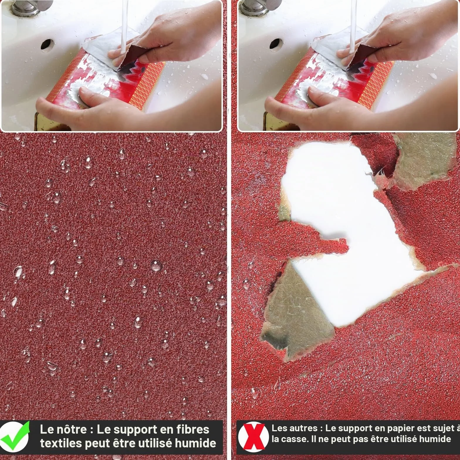 Rouleau de Papier Abrasif Grain 120, 93 mm x 10 m, Toile émeri à Base de Tissu, Ponçage Humide pour Métal Bois