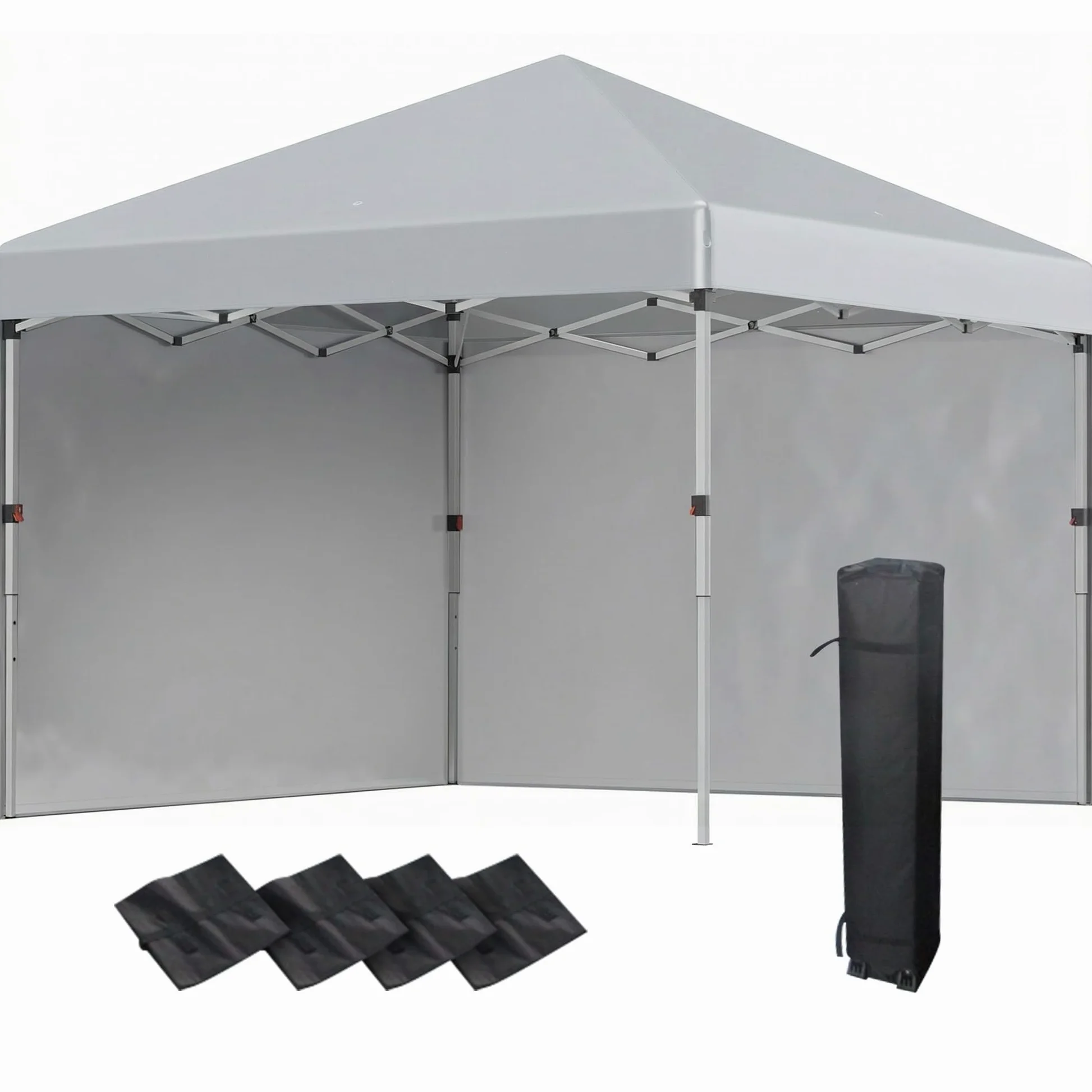 Outsunny Tonnelle de Jardin Pop-up Pliant Barnum réglable en Hauteur Protection UV 30+ 2 parois latérales - Sac de Transport Inclus - pour fête, événement Plein air - 297 x 297 x 288 cm Gris Clair
