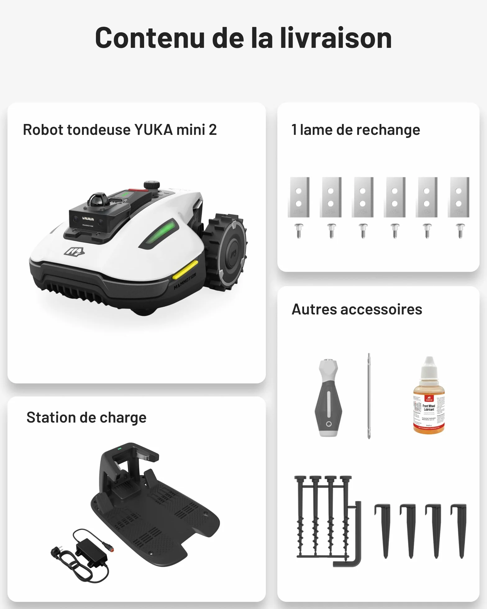 MAMMOTION YUKA Mini 2 800 LiDAR Robot Tondeuse sans Fil 800 m², Navigation 360° LiDAR + caméra, Pilotage IA, Détection 300 Obstacles, DropMow, Pentes 45%