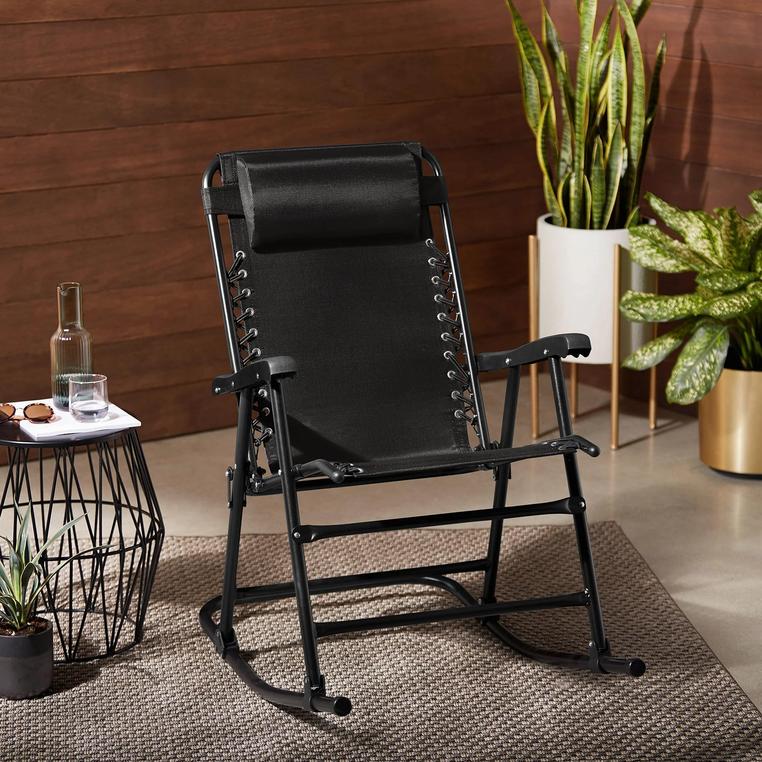 Amazon Basics Fauteuil à bascule pliant - Noir