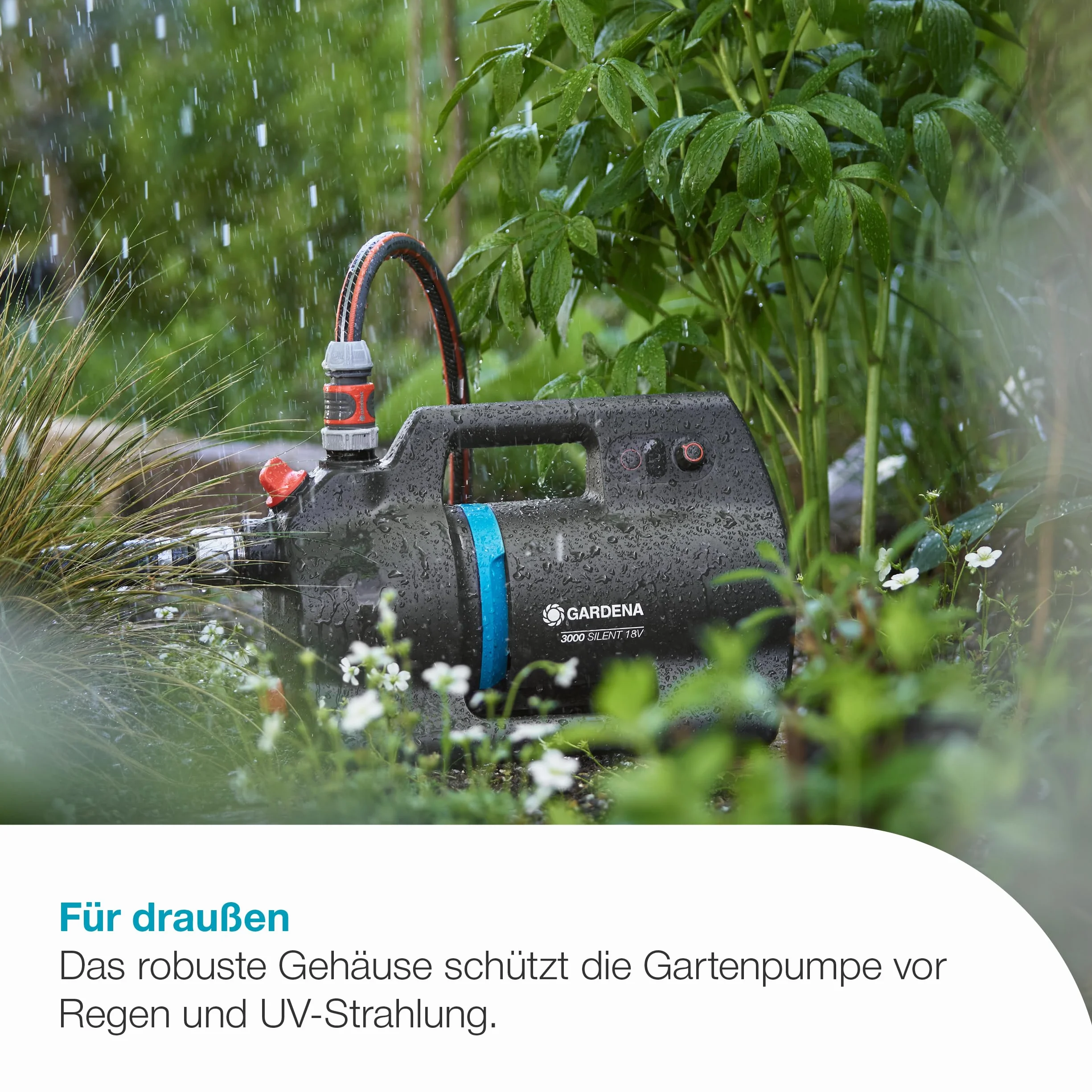Gardena Pompe de jardin sur batterie 3000 Silent 18V P4A sans chargeur ni batterie