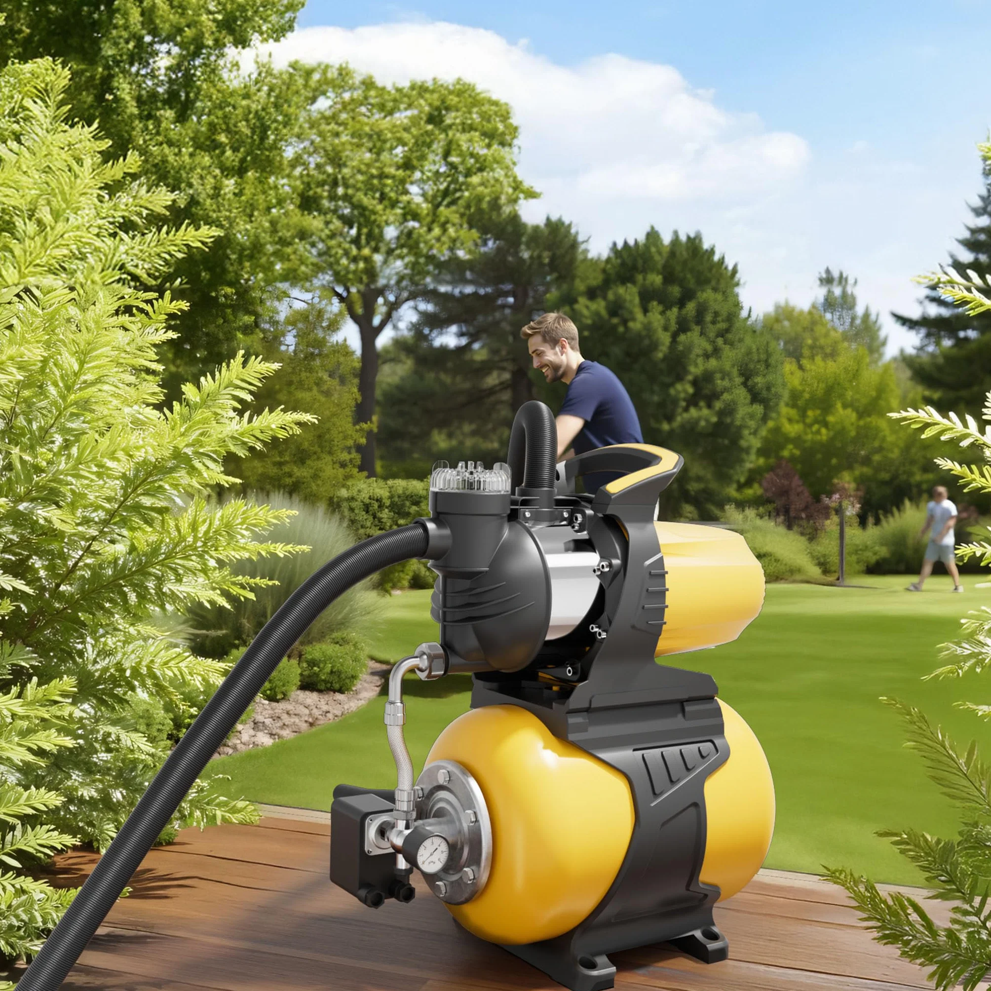 Wiltec Station d'eau domestique 1300 W 5000 l/h H 50 m P 7 m 2850 tr/min réservoir 24 L Arrosage irrigation jardinage