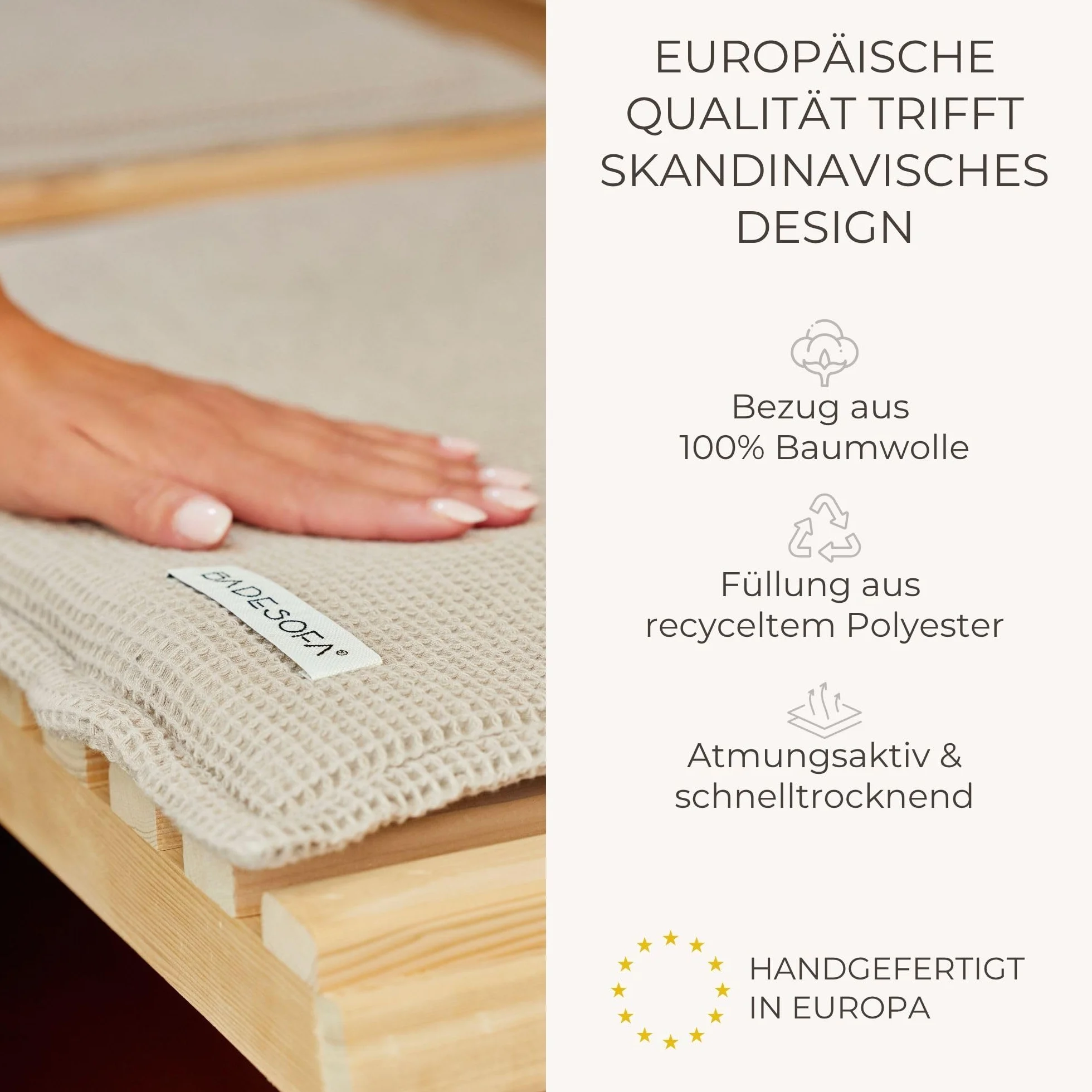 SAUNASOFA Ensemble de sauna avec coussin d'assise et serviette – Lavable, respirant, fabriqué à la main en Europe
