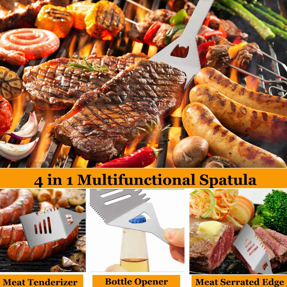 Kit Accessoires Barbecue INOX 21PC Ustensiles Barbecue Professionnels