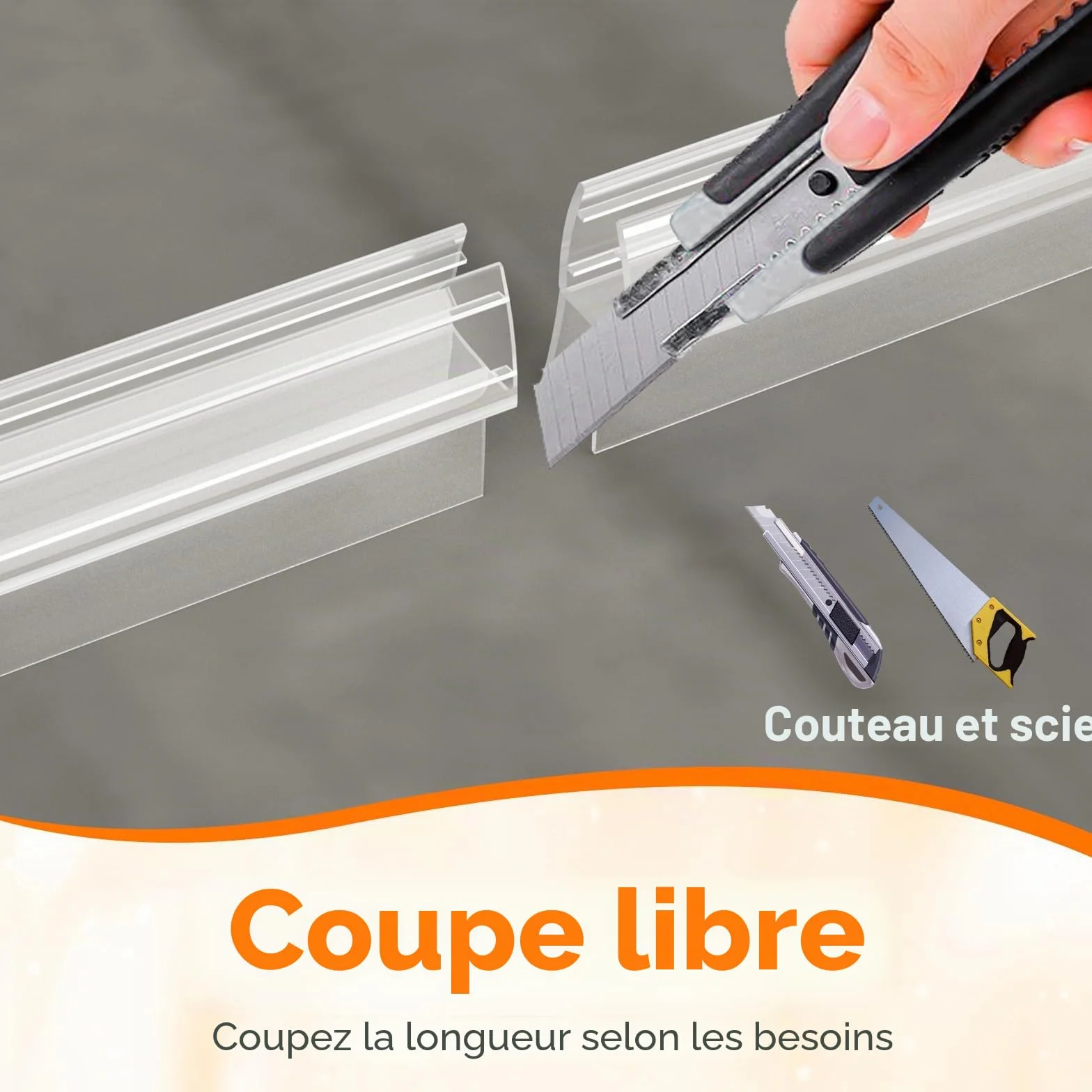 Joints d'étanchéité pour Portes de Douche en Verre 80CM, Vitre 5-8 MM, 2 Pièces, Transparent
