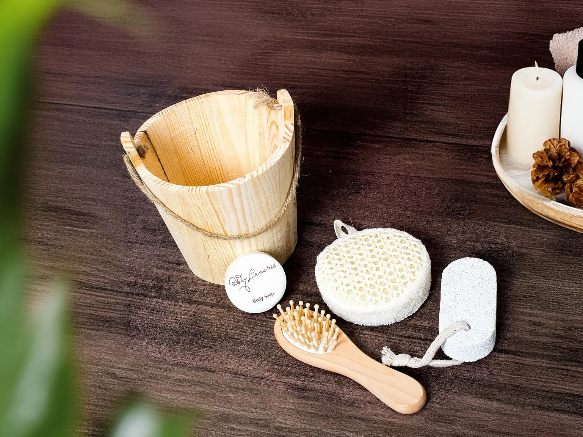 BRUBAKER Cosmetics Coffret de bain & bien-être 5 Pièces Baquet en Bois