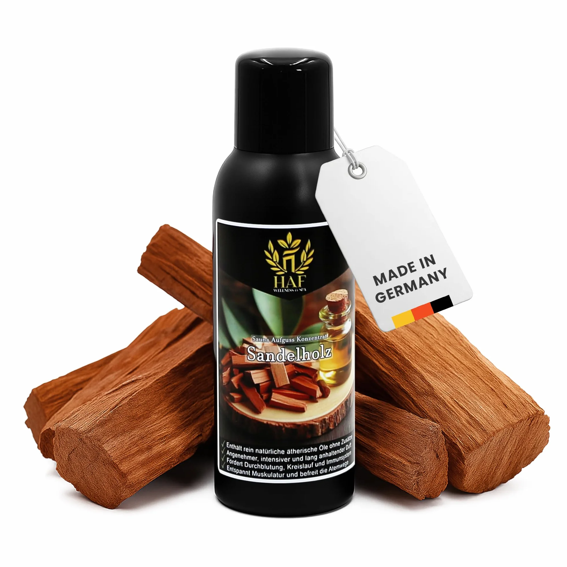 HAF Concentré d'infusion pour sauna Bois de santal 100 ml | Huile de sauna aux huiles essentielles naturelles