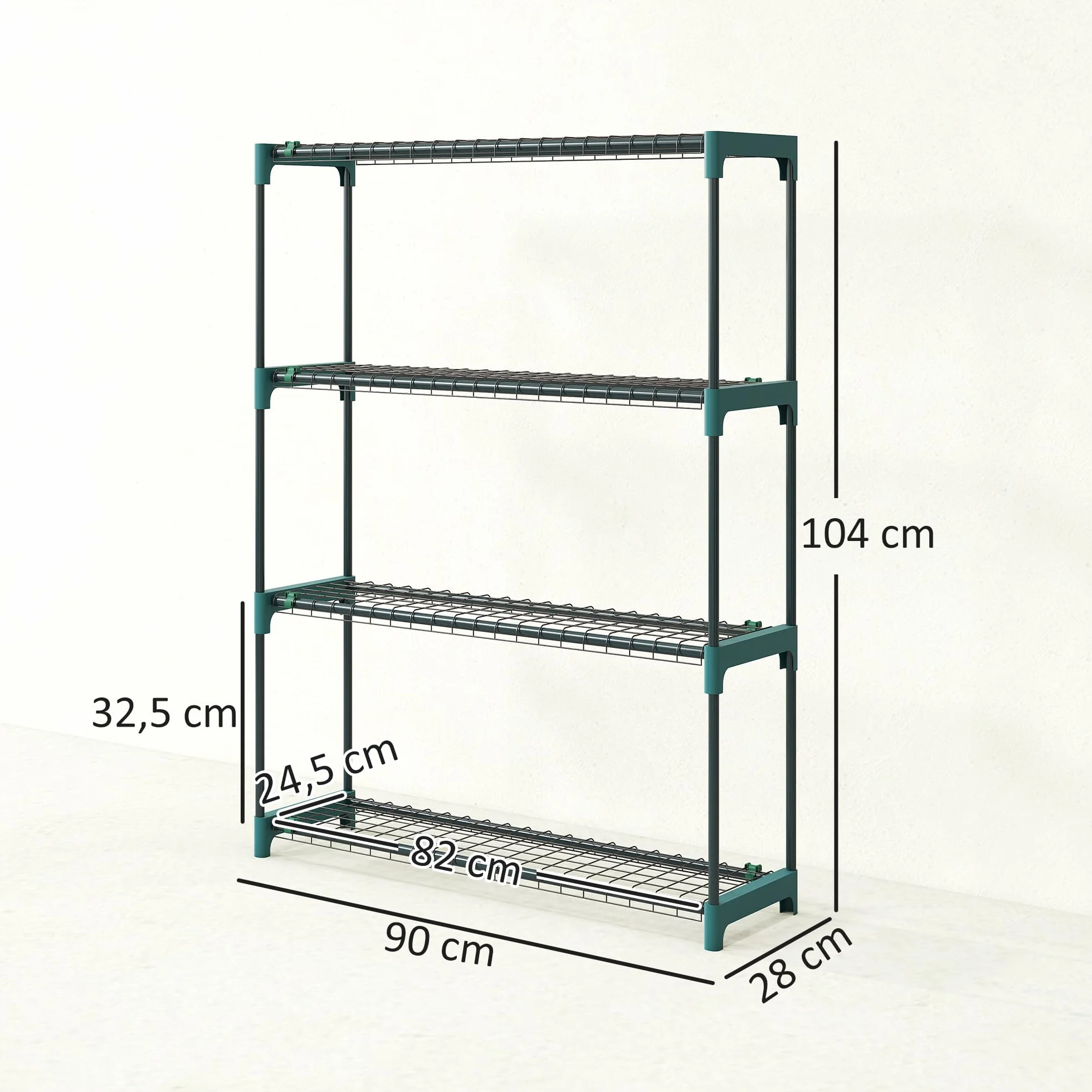 Outsunny Étagères à Plantes 4 Niveaux 90 x 28 x 104 cm Vert Lot de 2 Métal Intérieur Extérieur