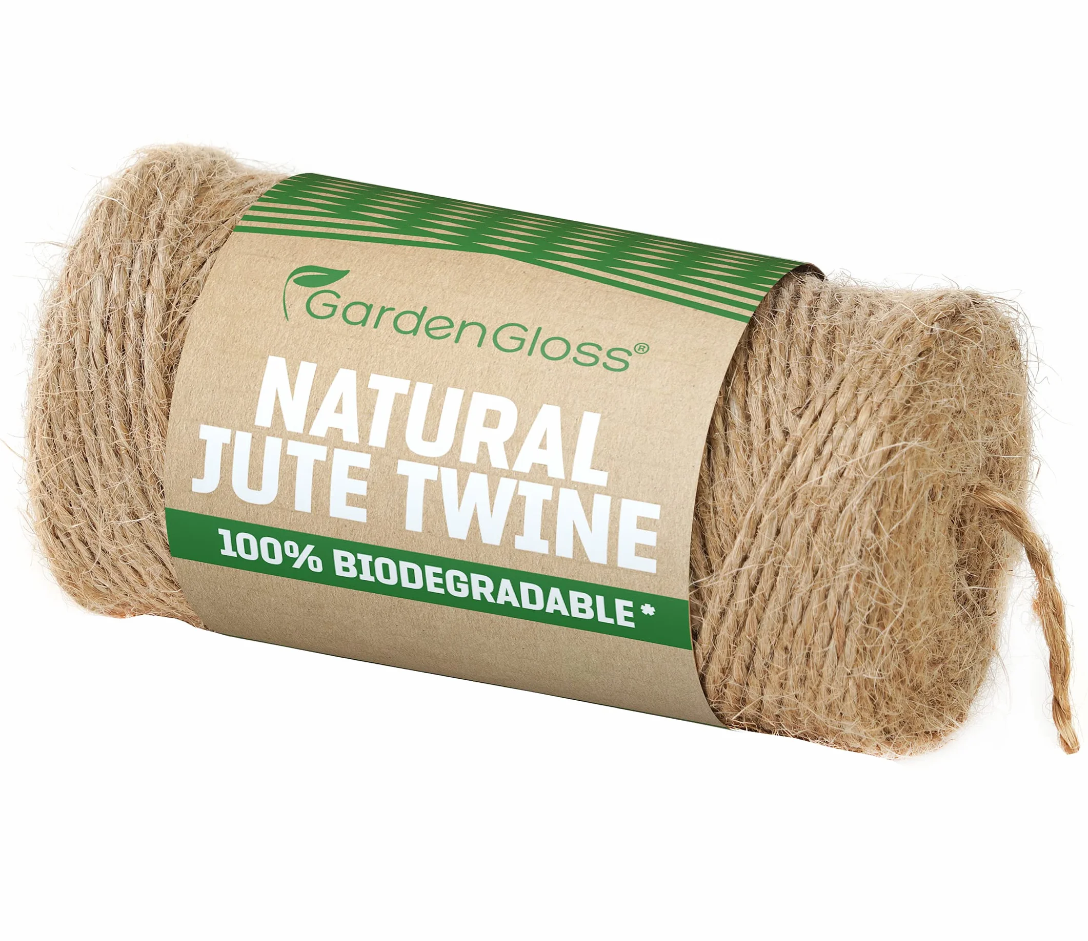 GardenGloss® Ficelle en Jute Naturelle – Ficelle à Deux Brins pour Le Jardin, Les Loisirs Créatifs, Le DIY et l'Emballage Cadeau (100 m de Long, 1 mm d'Épaisseur)