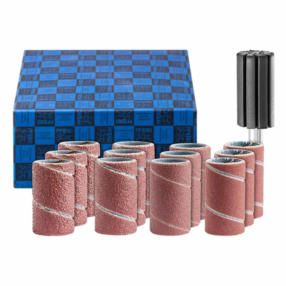 PFERD TOOLS Assortiment de manchons abrasifs, 13 pièces, corindon, Ø 15x30 mm, A60-240, tige Ø 6 mm