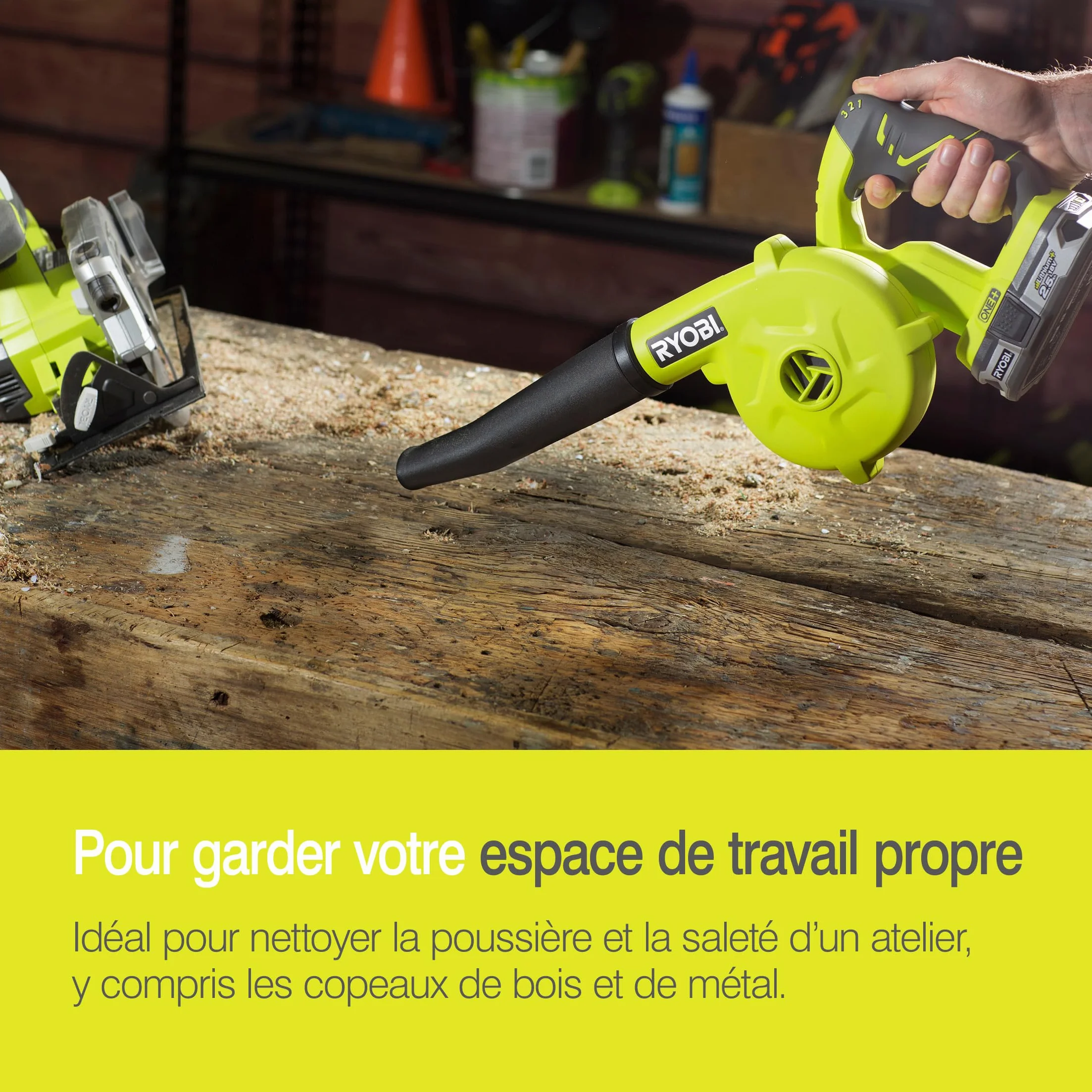 RYOBI Souffleur de Chantier sans Fil 18V One+ R18TB-0 3 Vitesses Compact