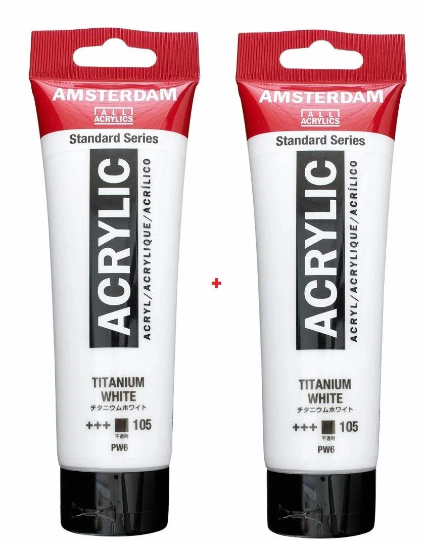 Royal Talens Amsterdam Peinture Acrylique 120 ML Blanc de Titane 2pcs