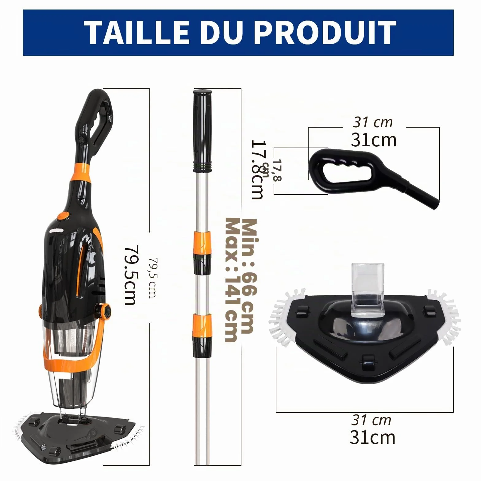 2026 Aspirateur de Piscine à Batterie Rechargeable, Aspirateur à Main sans Fil, 60 Minutes d'Autonomie Nettoyeur Électrique pour Piscine, Jacuzzi, Spa, Noir