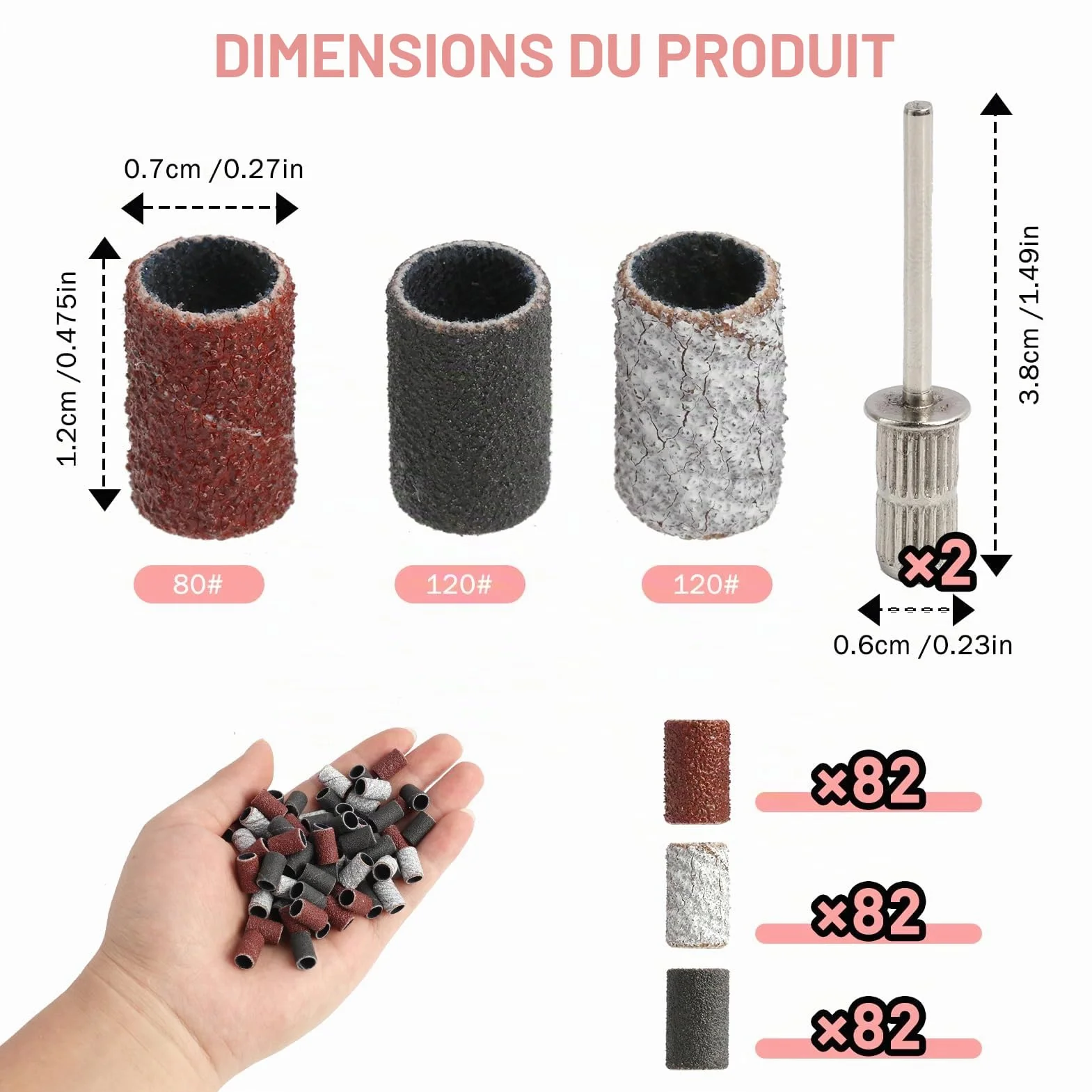 Kit Tambours de Ponçage 248 Pièces, Bandes Abrasives 80/120/180 Grains, Accessoires pour Bois Métal, Compatible Outils Rotatifs Perceuses