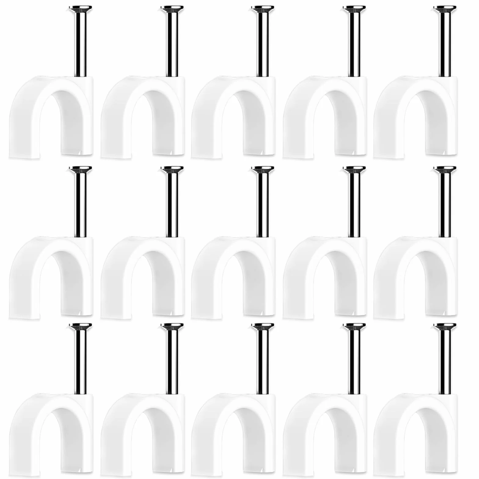 Clips Cablowe z Gwoździem, Białe 6mm, 100 Sztuk, Do Kabli Elektrycznych