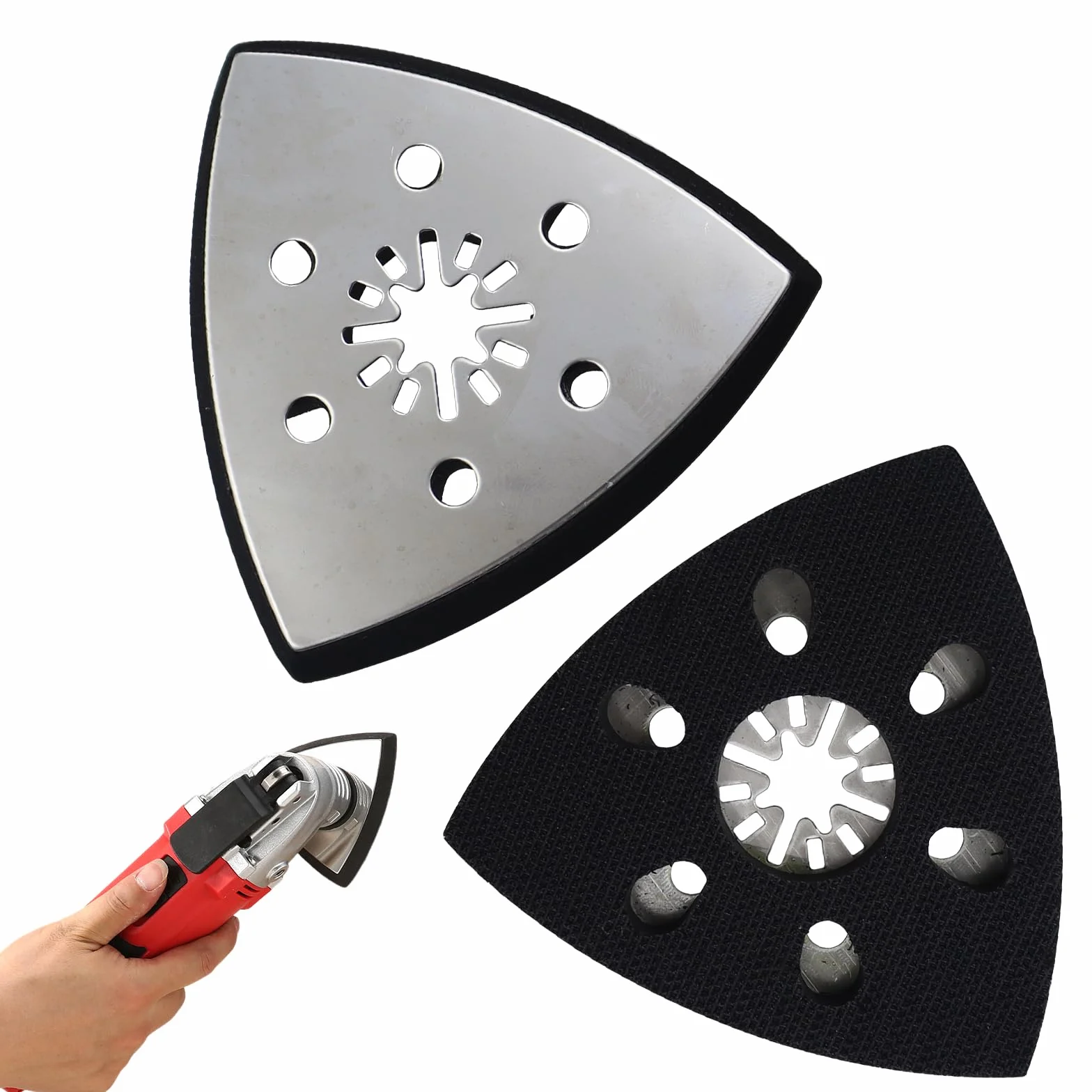 Lot de 2 plaques de ponçage triangulaires 93 mm Multitool Plateau de ponçage Ponceuse triangulaire Accessoires ponçage et polissage