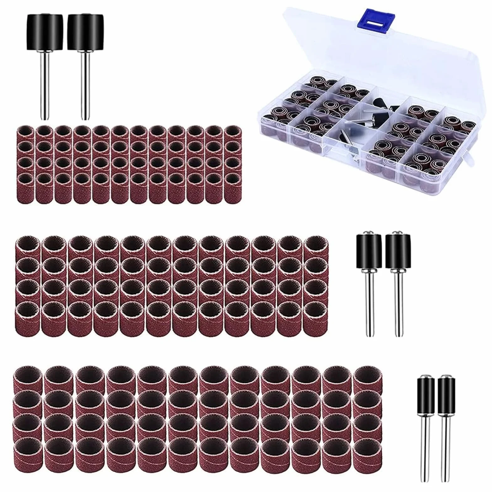 Manchons Abrasifs 150 Pièces avec Tambour de Ponçage pour Dremel Outil Rotatif