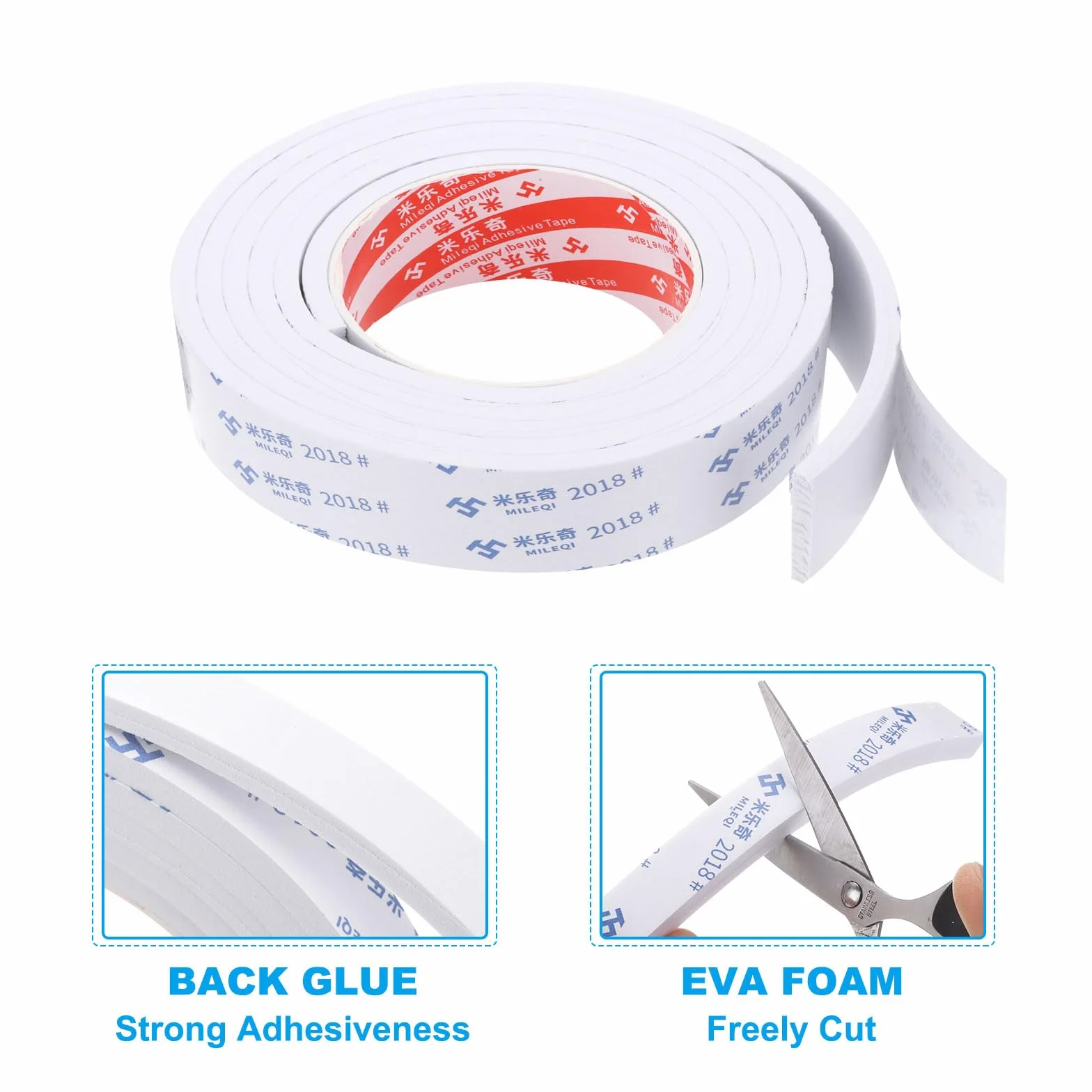 PATIKIL Ruban en mousse d'étanchéité 2m 3cm 5mm Bande d'étanchéité unilatérale pour porte fenêtre isolation blanc