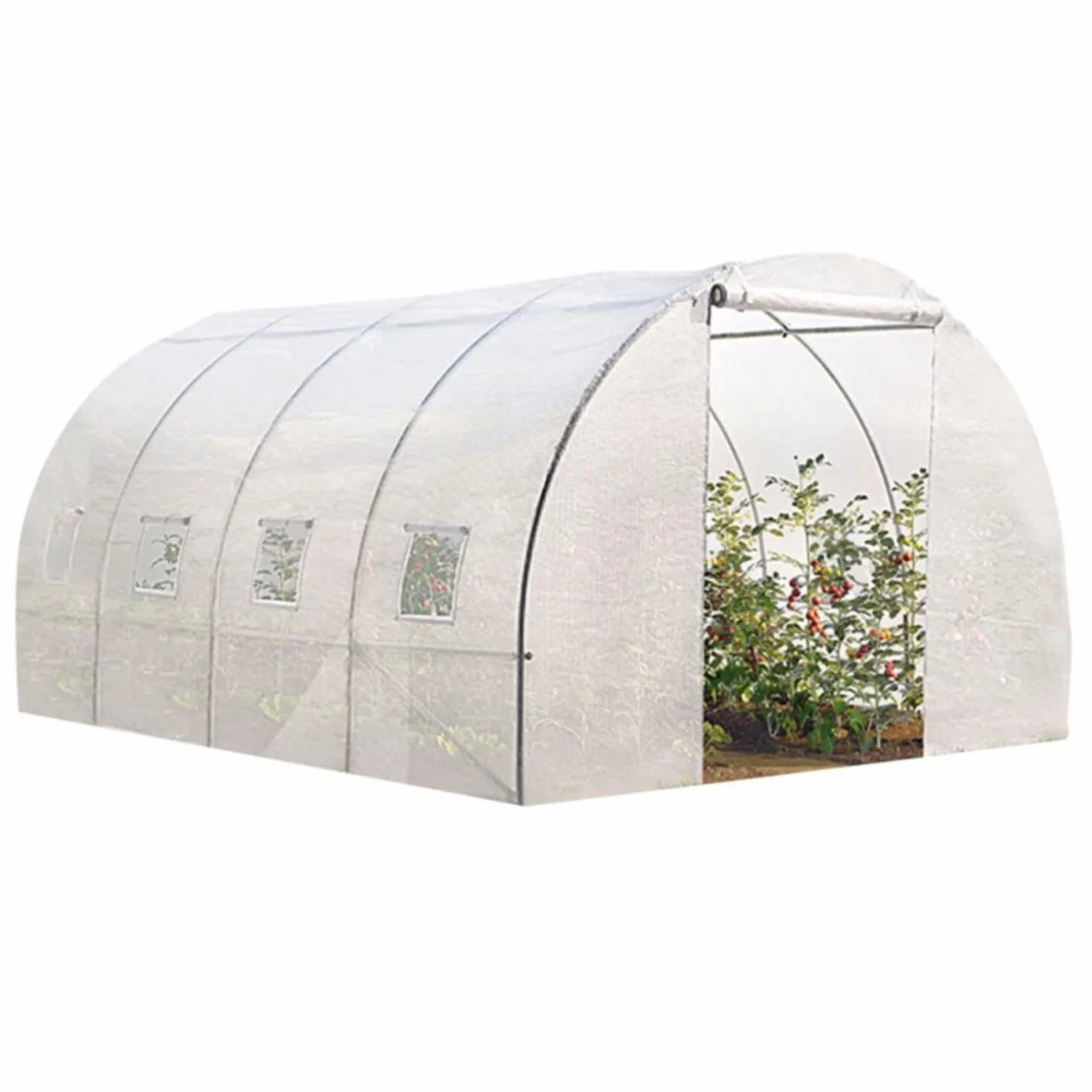 IDMarket - Serre Tunnel de Jardin 12M² Blanche Gamme maraîchère Zebra 4x3M
