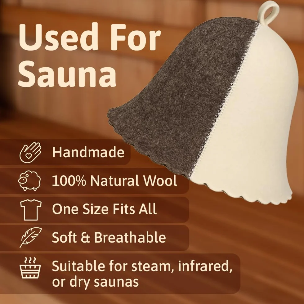 Chapeau de sauna finlandais en laine homme gris blanc feutre