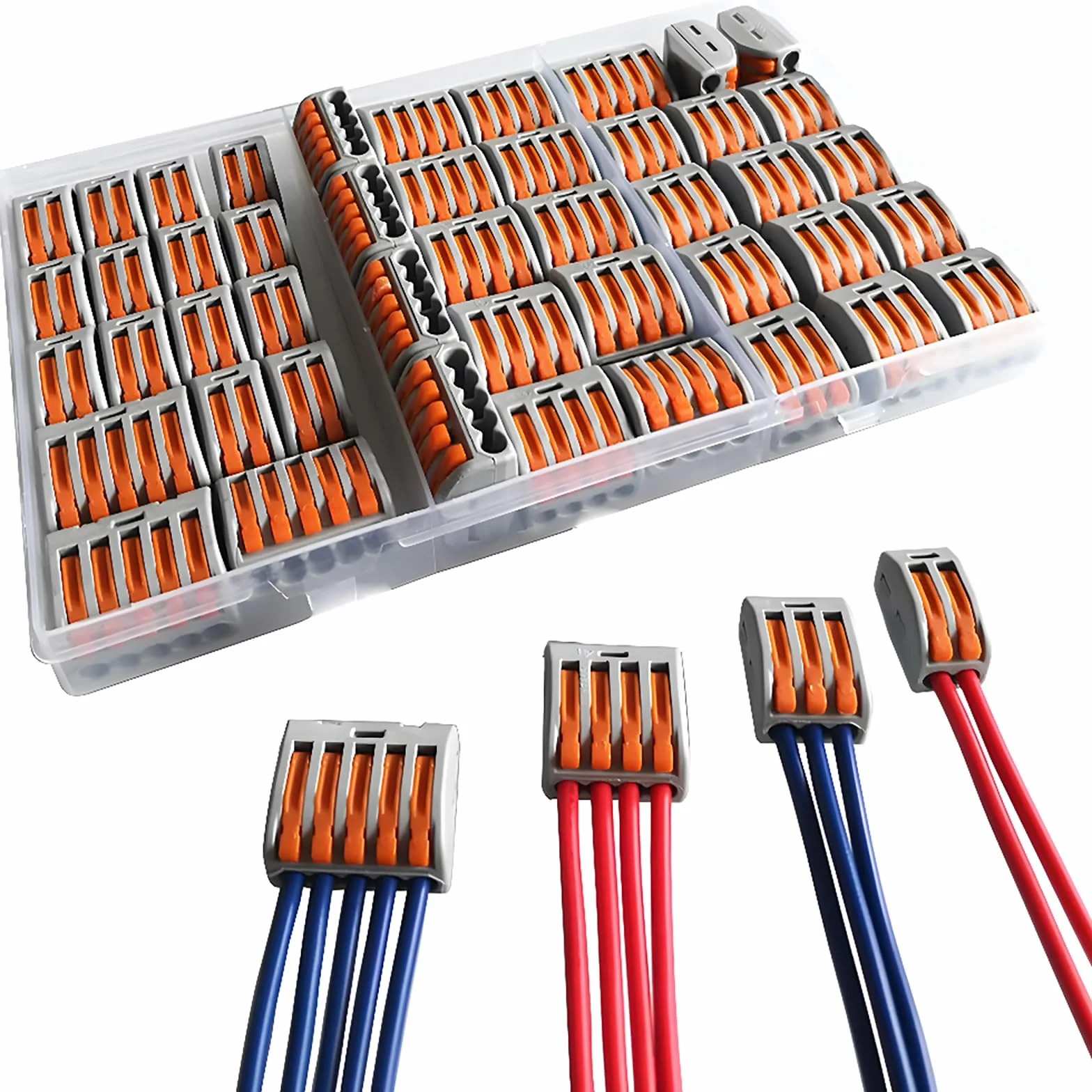 Connecteurs de Fil de Câble Électriques Compacts Kit, Bornes de Connexion Automatique Rapide, 46 Pièces, Cuivre
