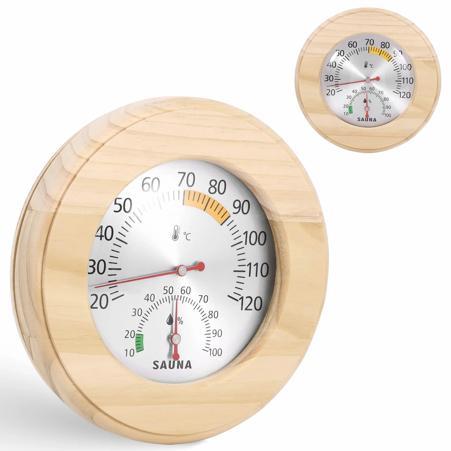 Thermomètre hygromètre 2 en 1 en bois haute précision pour sauna hammam