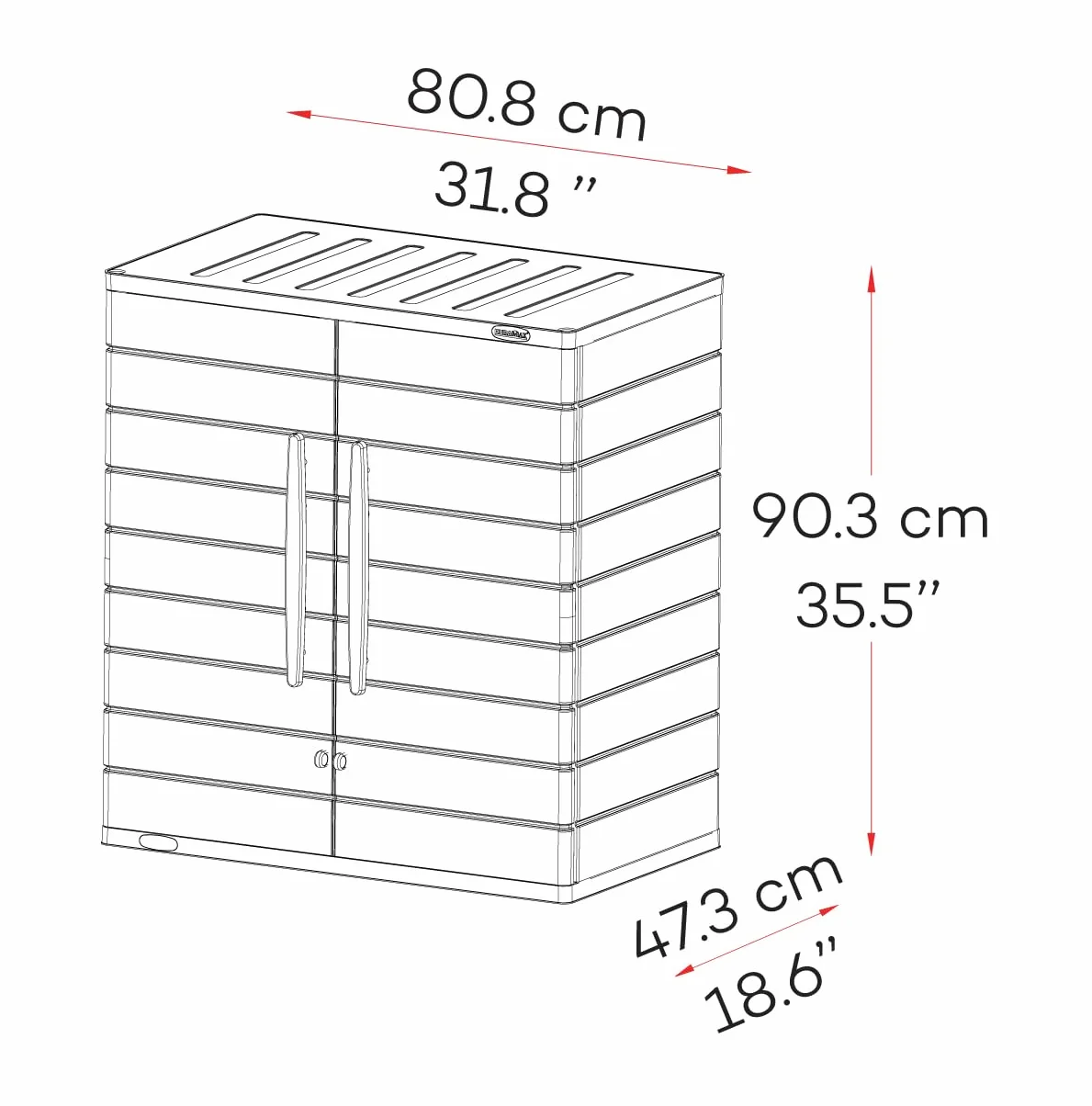 Duramax Cedargrain Short Plastic Vertical Storage Cabinet 2 Door with Shelves Outdoor Lockable Water Resistant Brown