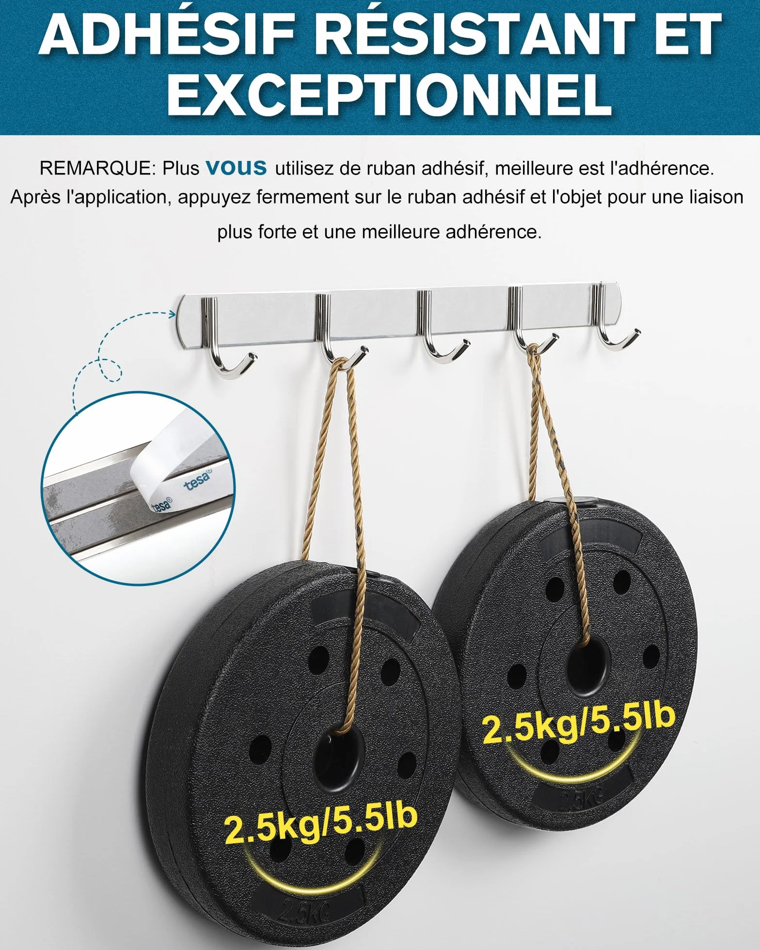 Ruban Adhésif Double Face Extra Fort 5,5m x 20mm Imperméable Résistant Température