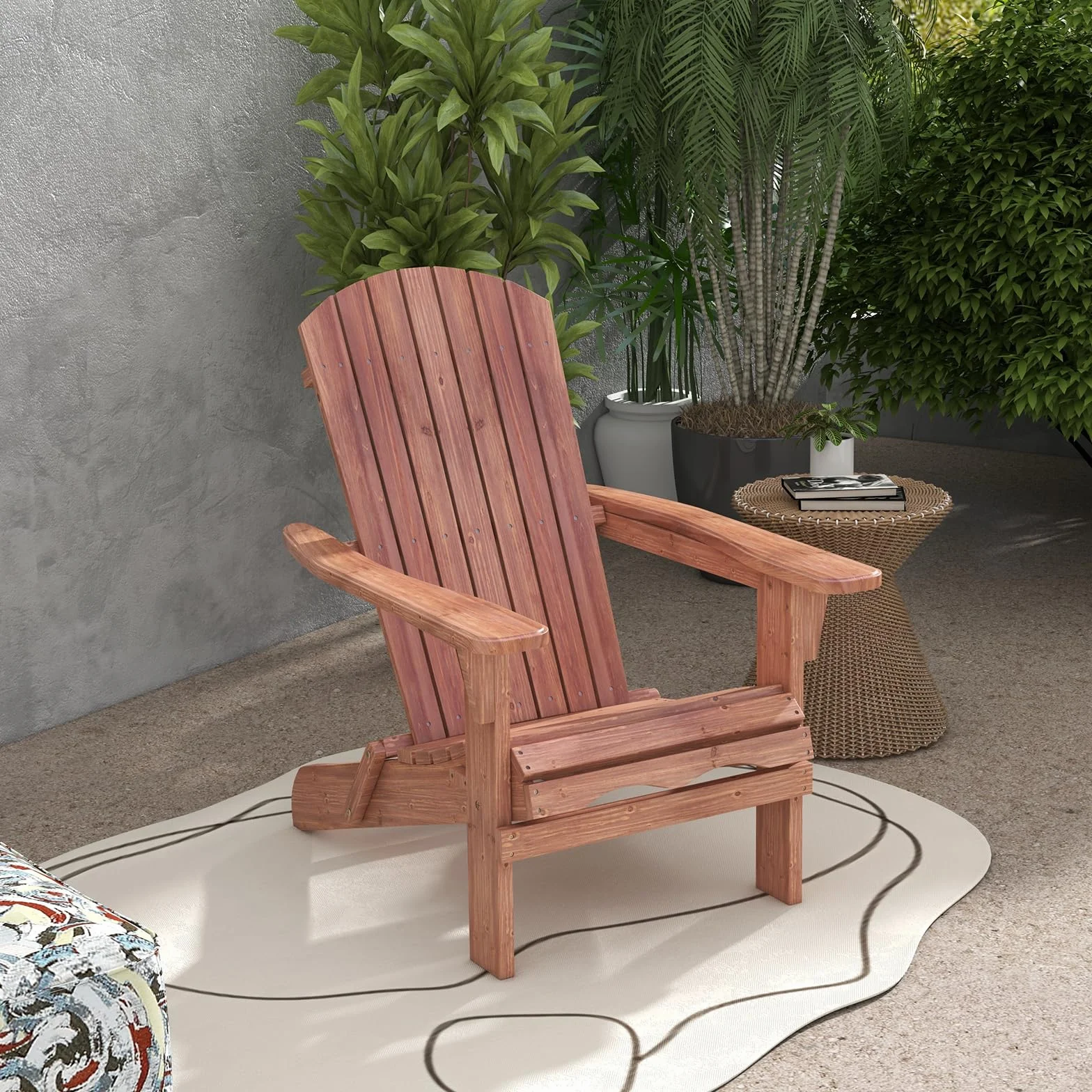 KOMFOTTEU Fauteuil Adirondack, Bois de Sapin, Chaise de Jardin Pliable, Charge de 180 kg, Design Ergonomique, Chaise de feu de Camp, Sièges en Terrasse avec Dossier et Accoudoirs (Lot de 1, Naturel)