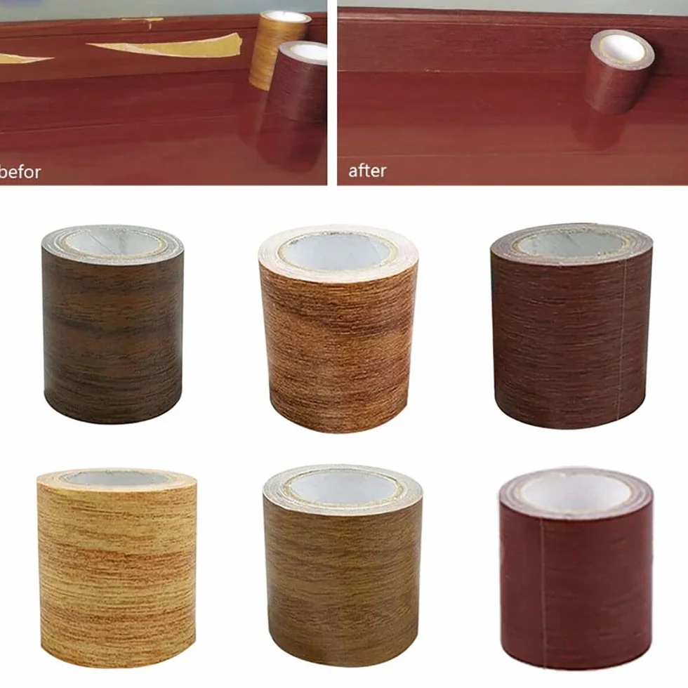 Ruban adhésif de réparation grain de bois réaliste imperméable 5,7 cm x 4,57 m marron foncé