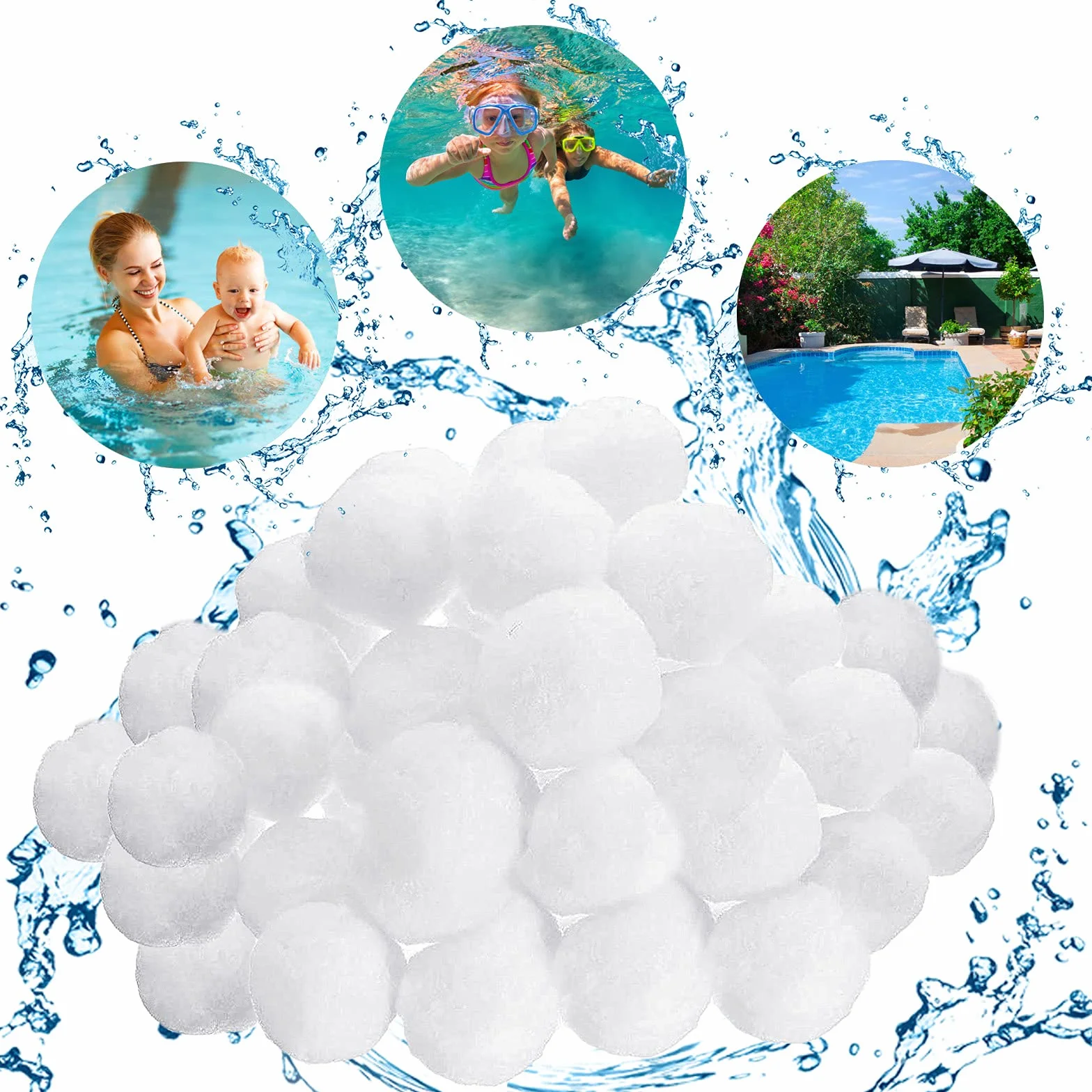 Boules de Filtre de Piscine, 700g Balles Filtrantes au Lieu de 25 Kg de Sable Filtrant, Média Filtre à Fibres pour Piscine Filtres à Sable Filtrage de l'eau