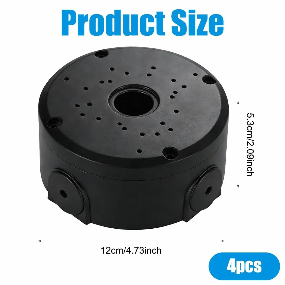 Lot de 4 boîtes de jonction étanches pour caméra de sécurité extérieure Bullet Noir