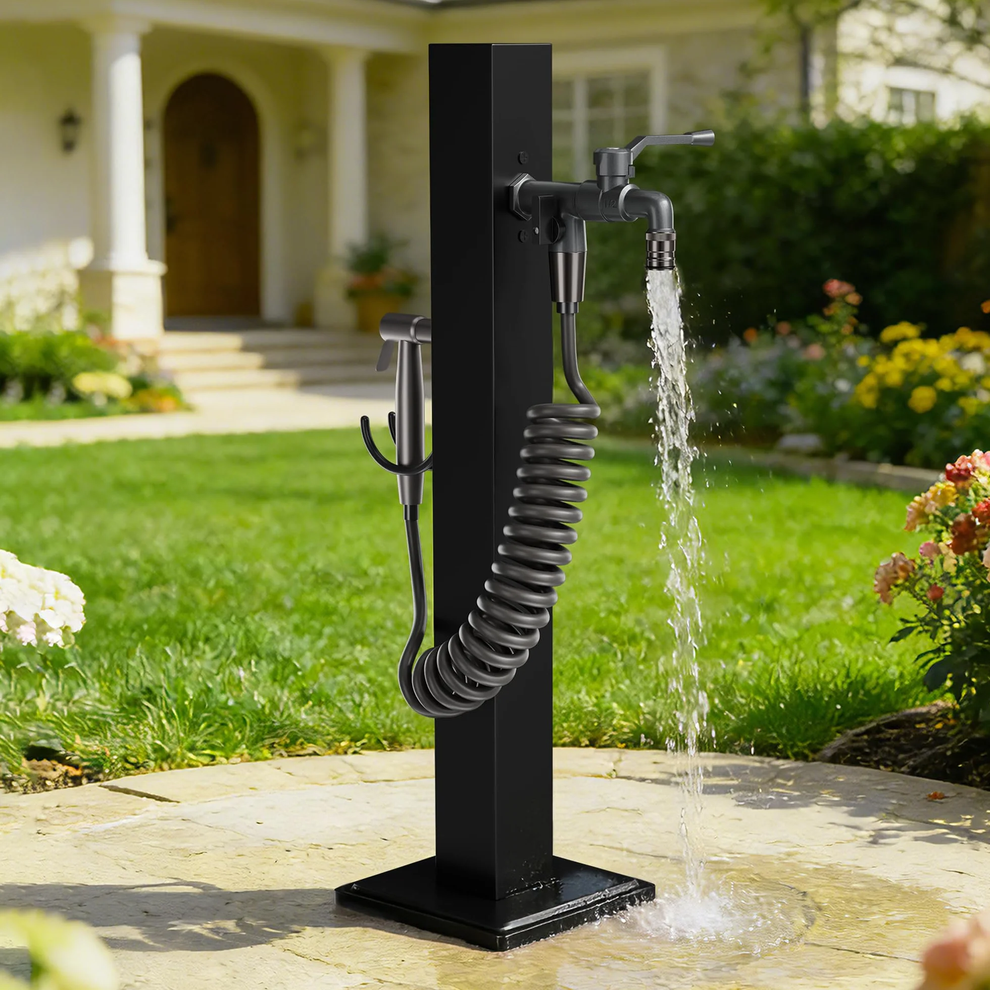 Colonne d'eau acier inoxydable 304 double sortie robinet pistolet résistant gel -20℃ jardin