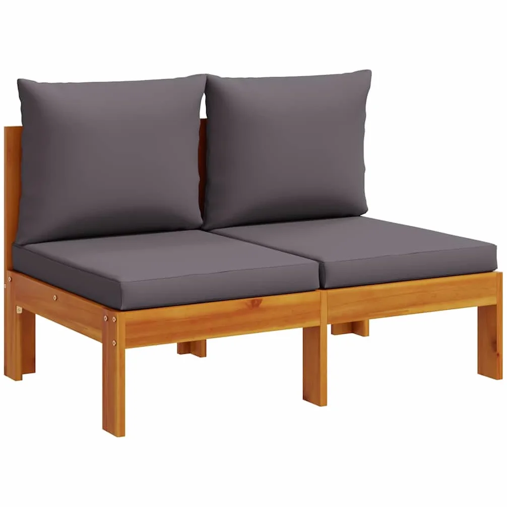 vidaXL Canapé de Jardin sans accoudoirs Coussins 2 Places Bois Acacia, canapé d'extérieur, Causeuse de Jardin, canapé de Jardin Deux Places