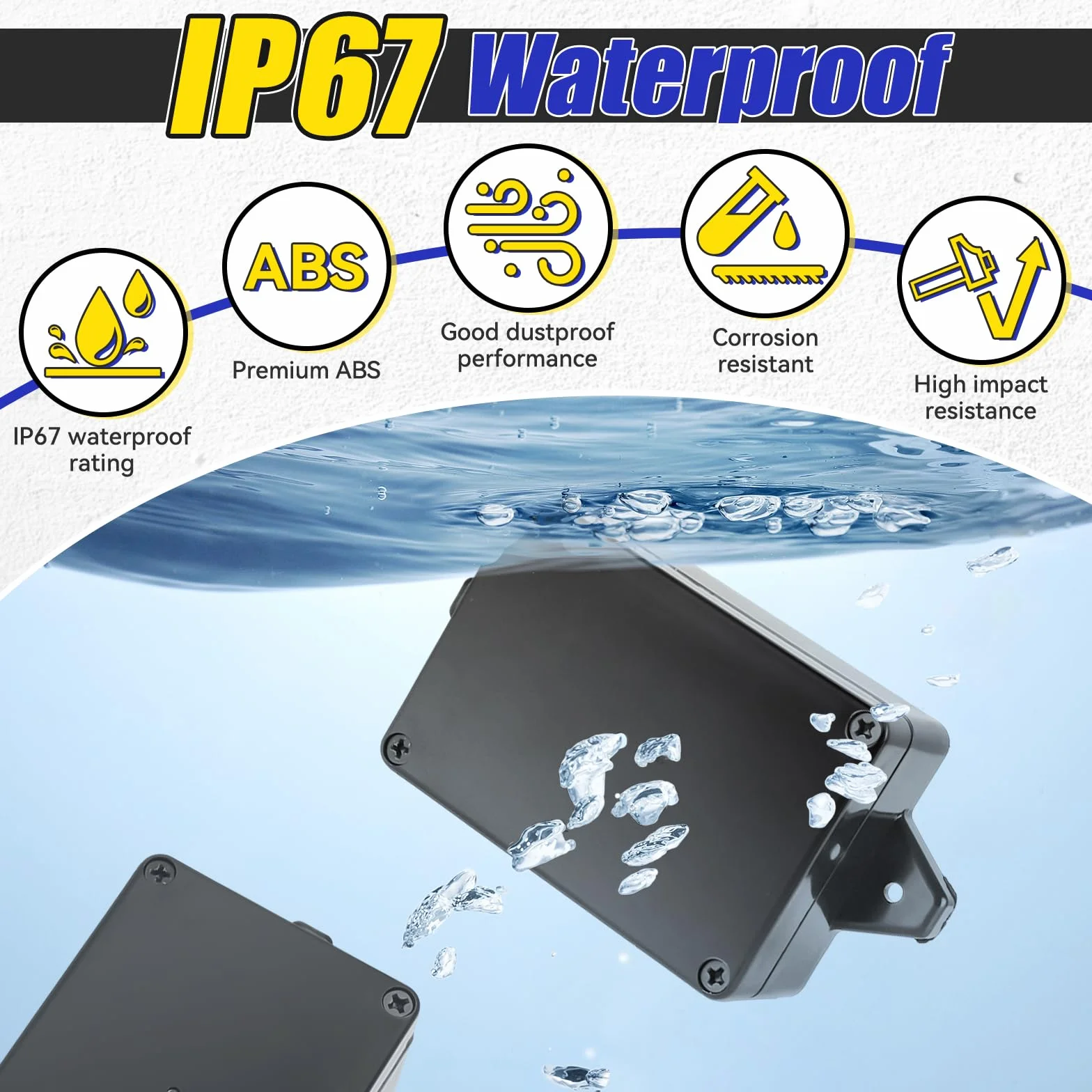 Boite de Derivation Etanche IP67 Noire 4 Pièces avec 12 Presse-Étoupes