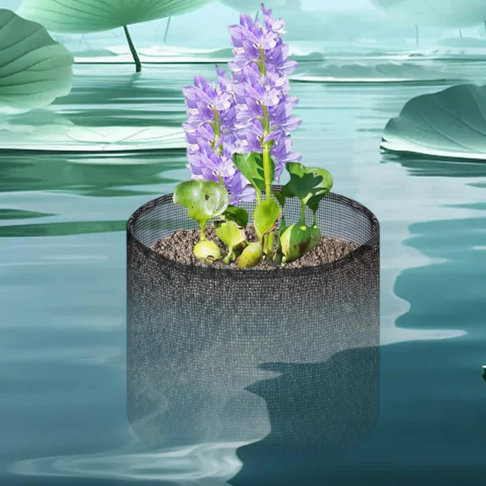 Lot de 4 paniers à plantes d'étang flottants pour plantes aquatiques, sacs de plantation respirants pour balcon, jardin aquatique, jardinières hydroponiques, bassin à carpes koï