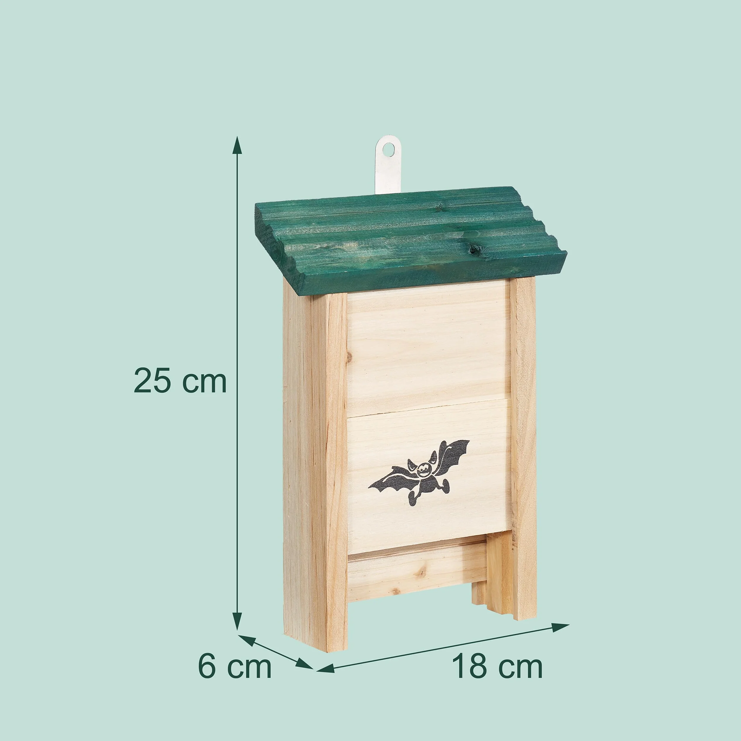 Relaxdays Nichoir à Chauves-Souris Lot de 4 Bois Non traité 25 x 18 x 6 cm Naturel Vert