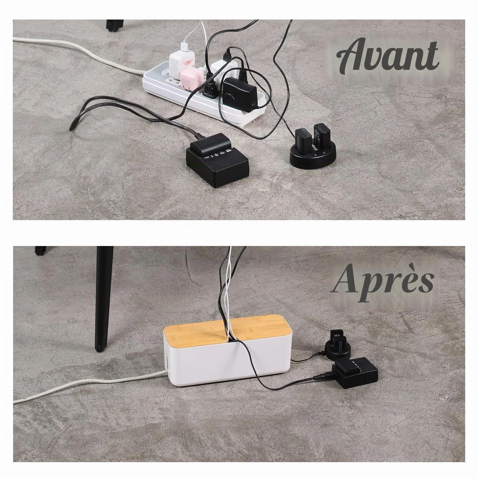 Changsuo Boîte de rangement câbles gestion câbles petite boîte rallonges bande alimentation protection surtensions correcteur