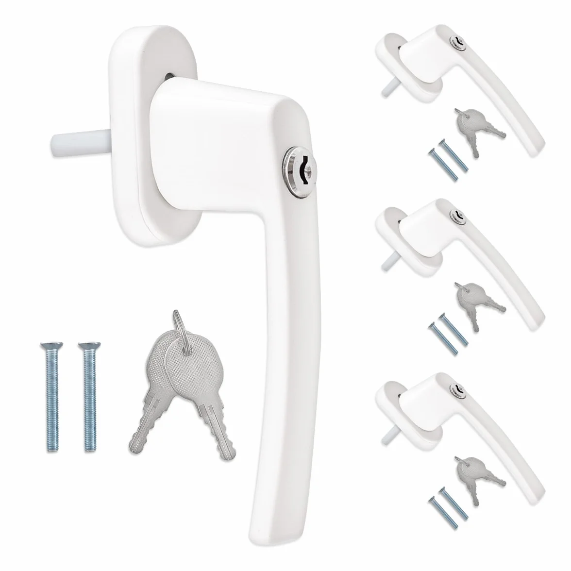 kwmobile Poignée de fenêtre verrouillable aluminium blanc RAL 9016 Longueur tige 35 mm Sécurité enfant