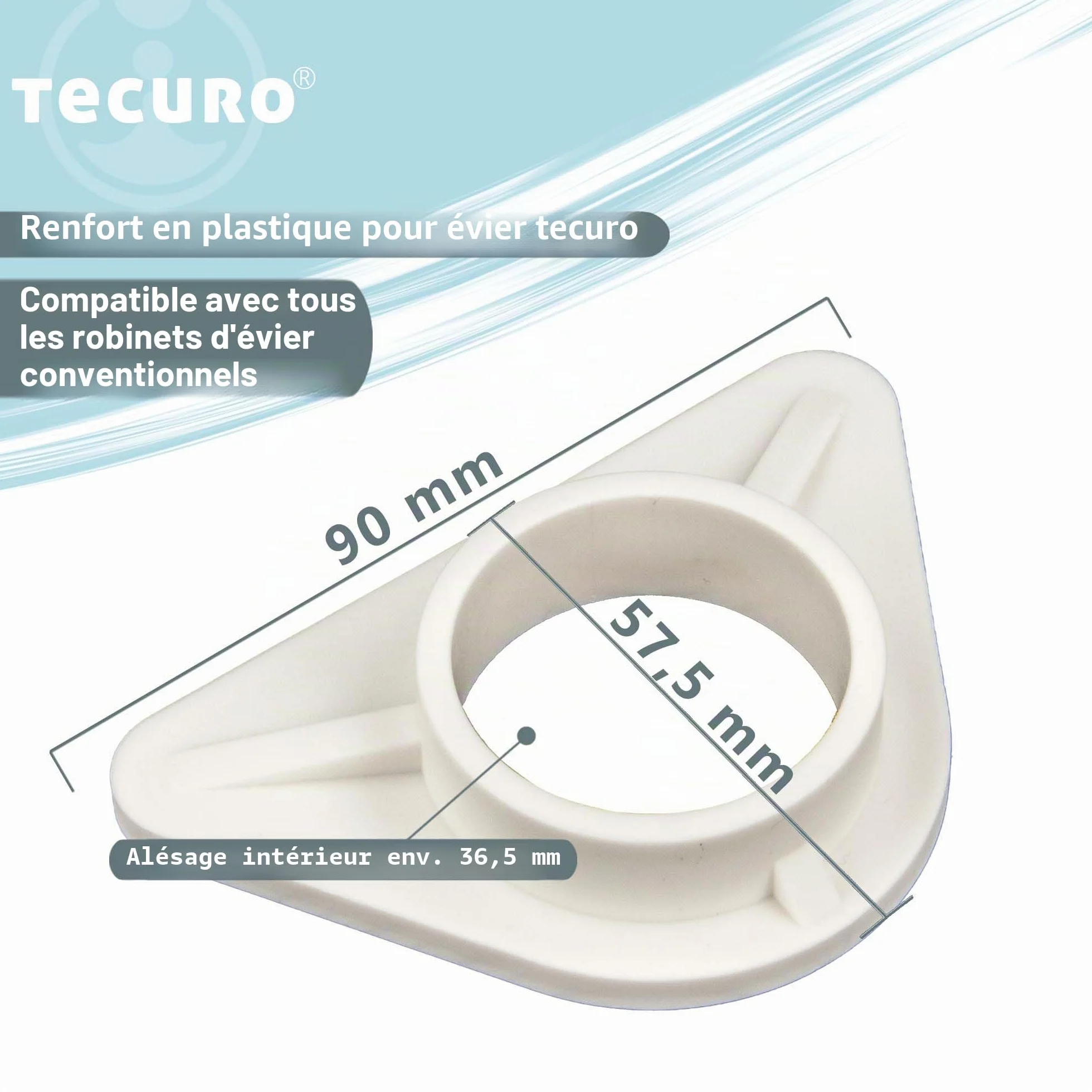 Renfort d'évier en plastique pour robinetterie d'éviers en acier inoxydable Tecuro