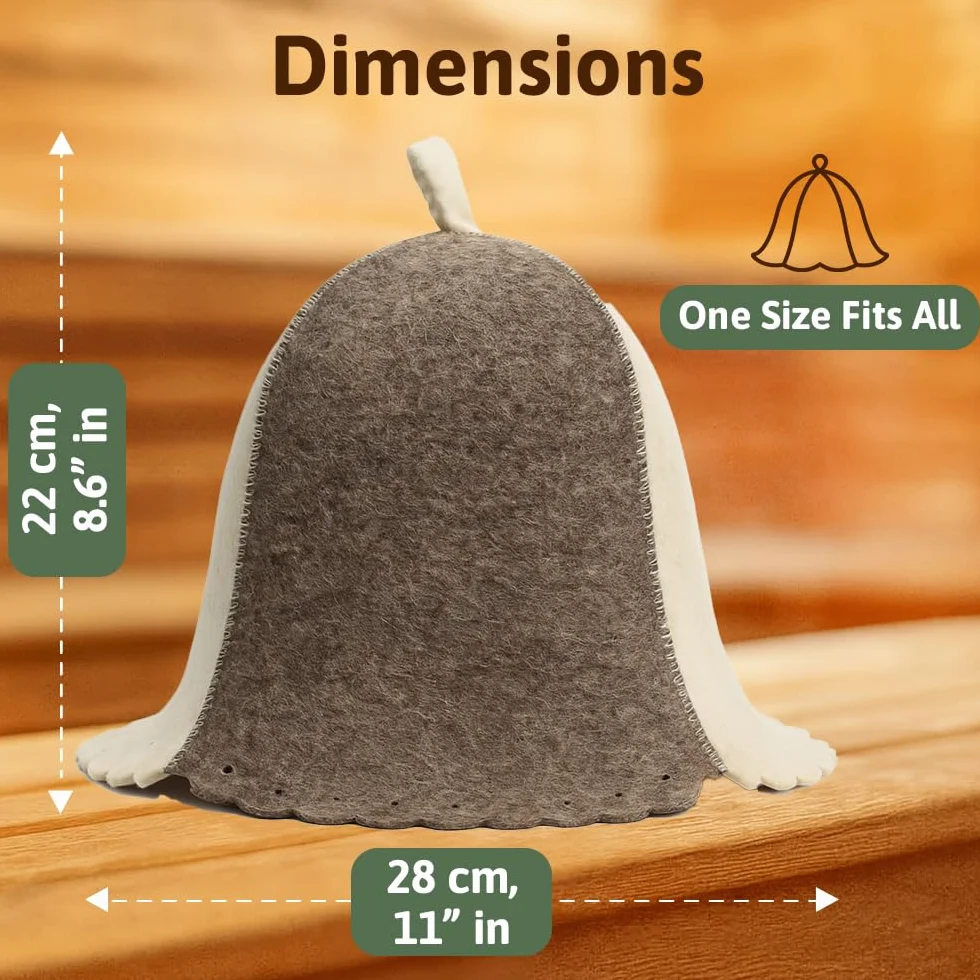 Chapeau de sauna finlandais en laine homme gris blanc feutre
