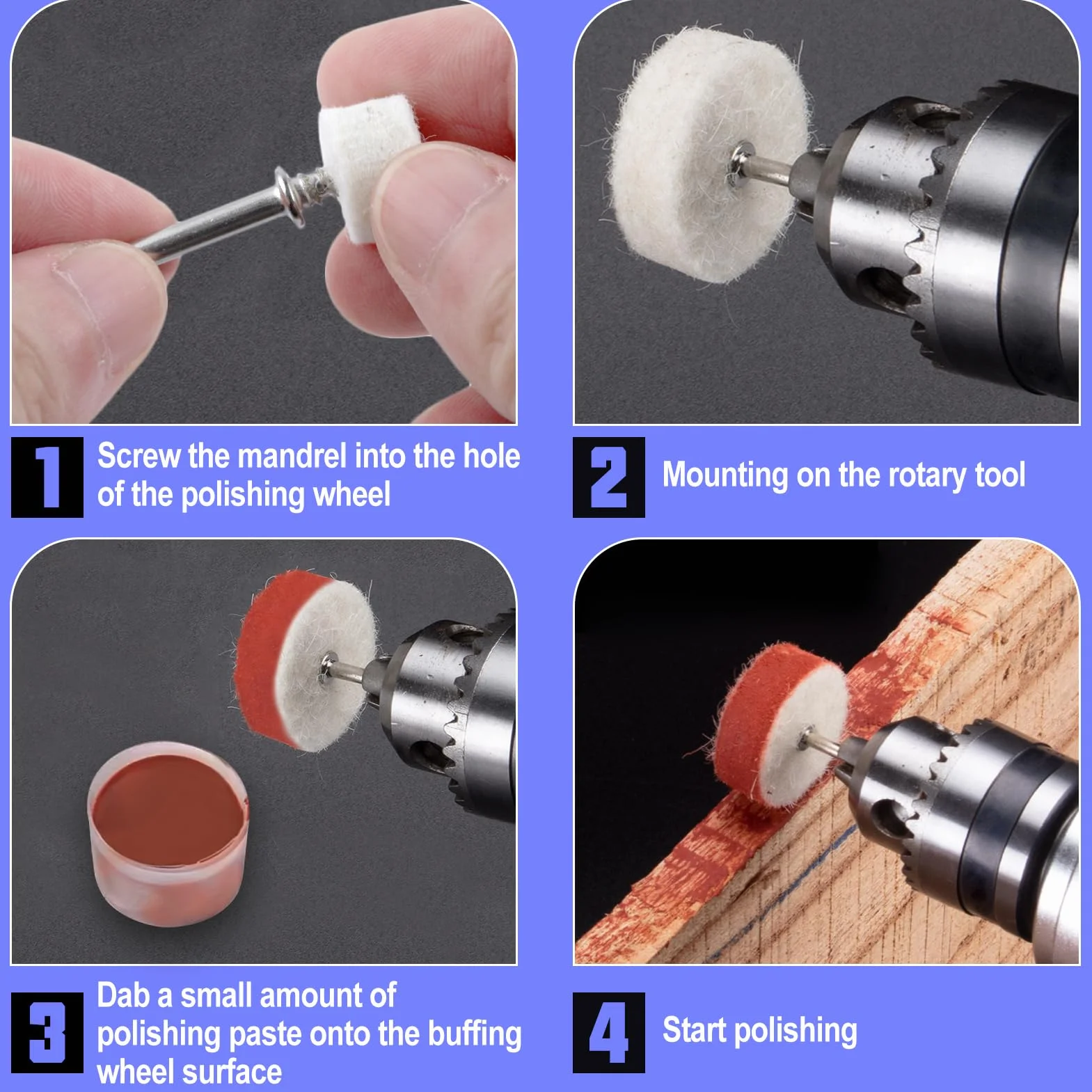 SPEEDWOX 80pcs Kit de polissage Dremel - Roues en laine pour outil rotatif