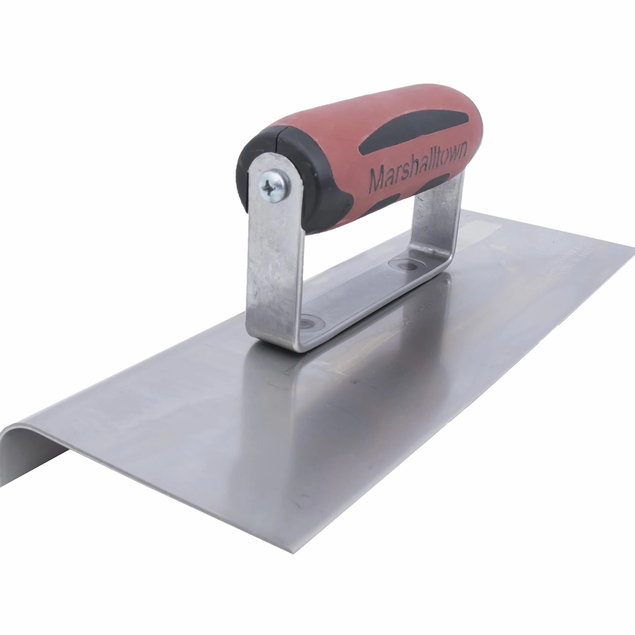 Truelle de bordure Marshalltown en acier inoxydable avec manche Durasoft, pour arrondir le béton, rayon : 19 mm, lèvre 25 mm, taille de la truelle : 254x102 mm
