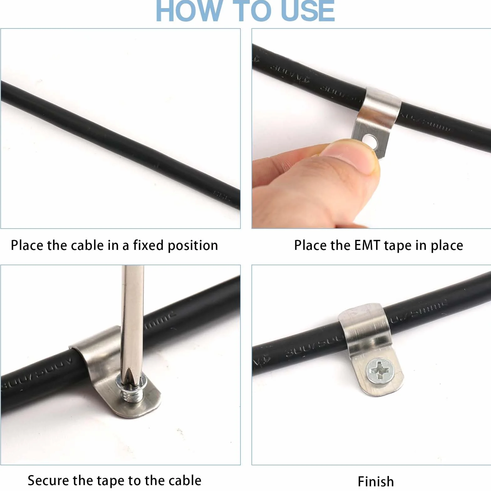 Fixation Grillage Rigide Mur Cavalier Cable Electrique 10mm Acier Inoxydable 304 U Tube Pince 50Pcs