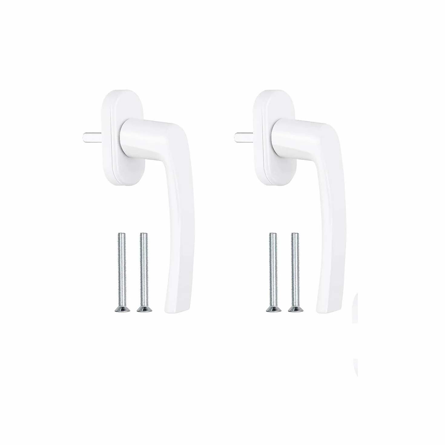 Poignées de Fenêtre en Aluminium Blanc Lot de 2 sans Clé à Interrupteur de Sécurité Longueur de Tige 35mm