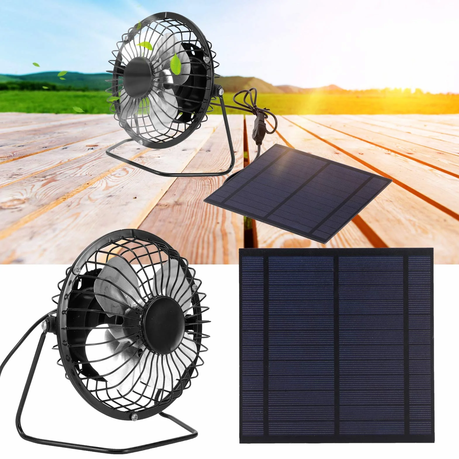 Panneau Solaire 5W Ventilateur de Refroidissement Portable pour Serre