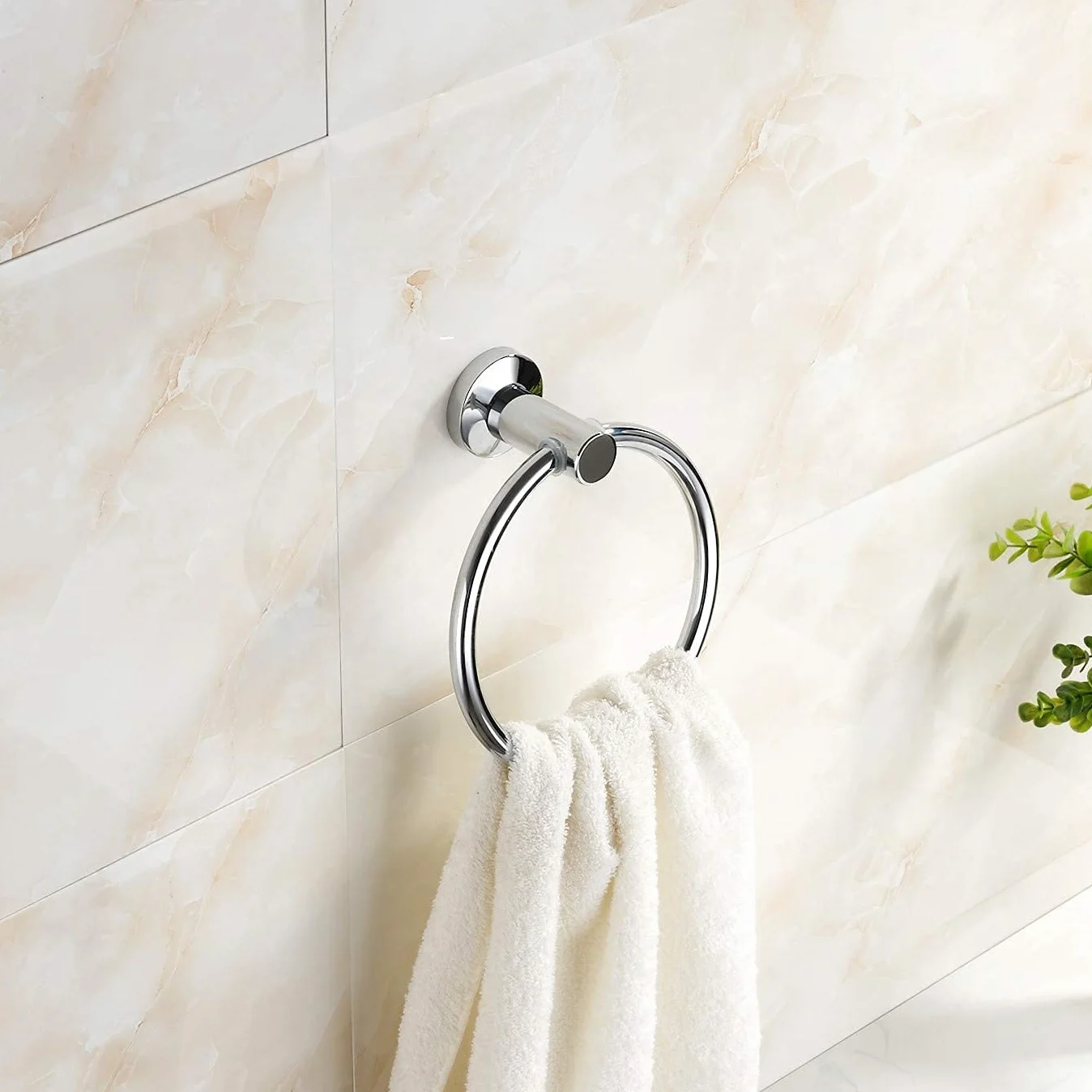 Porte Serviette Acier Inoxydable 16 cm Mural Rond Argent pour Salle de Bains