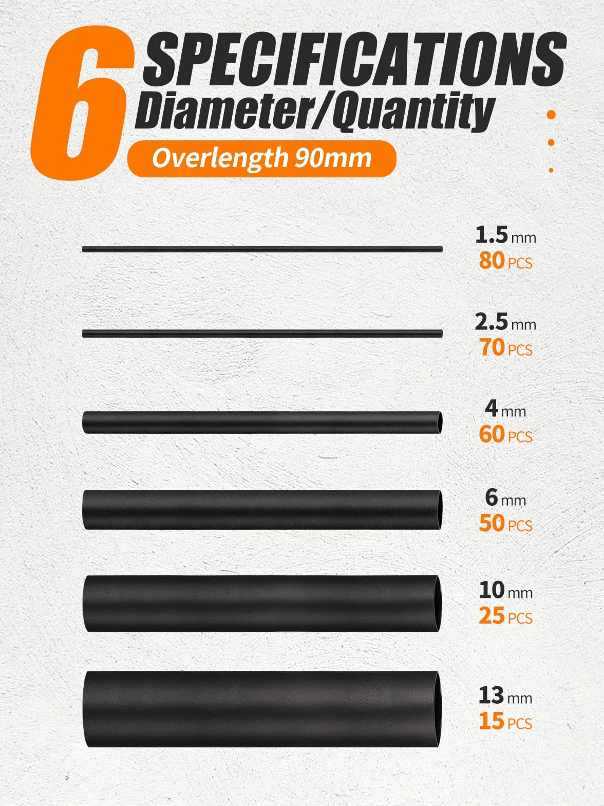 Eventronic Gaine Thermorétractable 300 Pièces 90mm IP56 EVA 2:1 Rétrécissement
