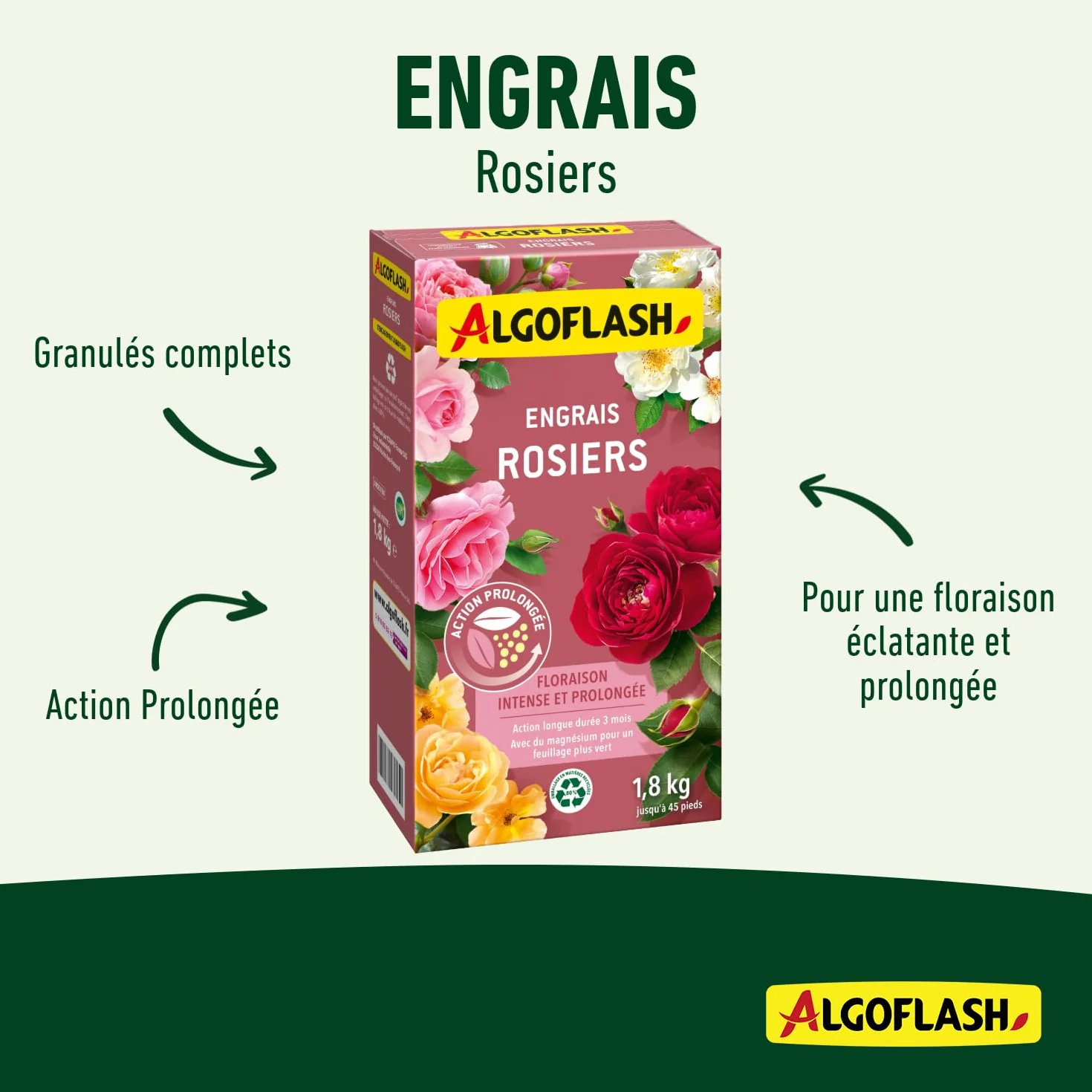 Algoflash Engrais Rosiers, Action prolongée - 1,8 kg