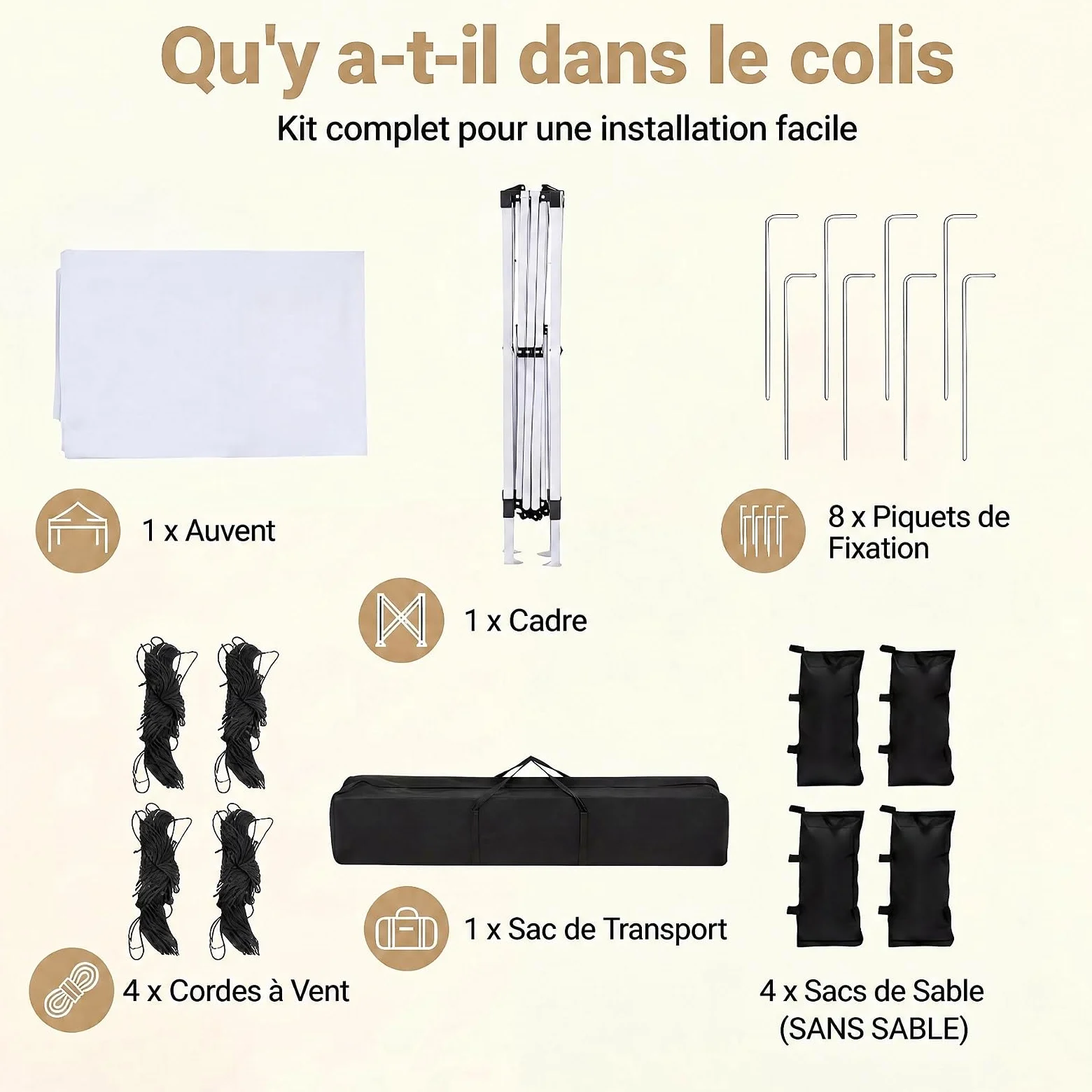 RELAX4LIFE Tonnelle Pliante 3x3 Imperméable, Barnum Pliant Facile à Monter, Protection Solaire UPF50+, Tissu Oxford Argenté, Cadre Métallque, Sac Inclus, Gazebo 3x3 pour Terrasse Marché Camping(Blanc)